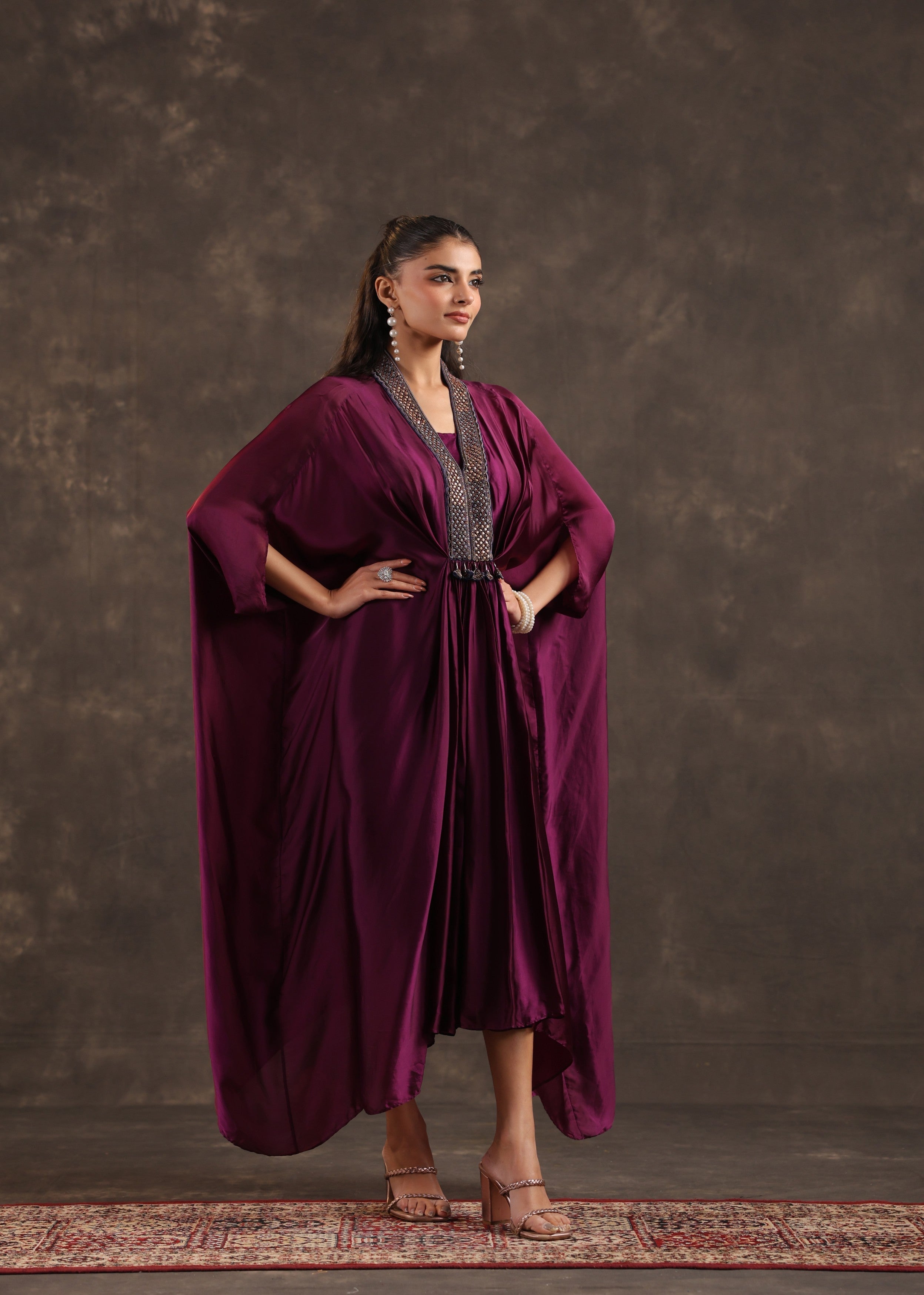 Mulberry Regal Embellished Satin Silk Dress