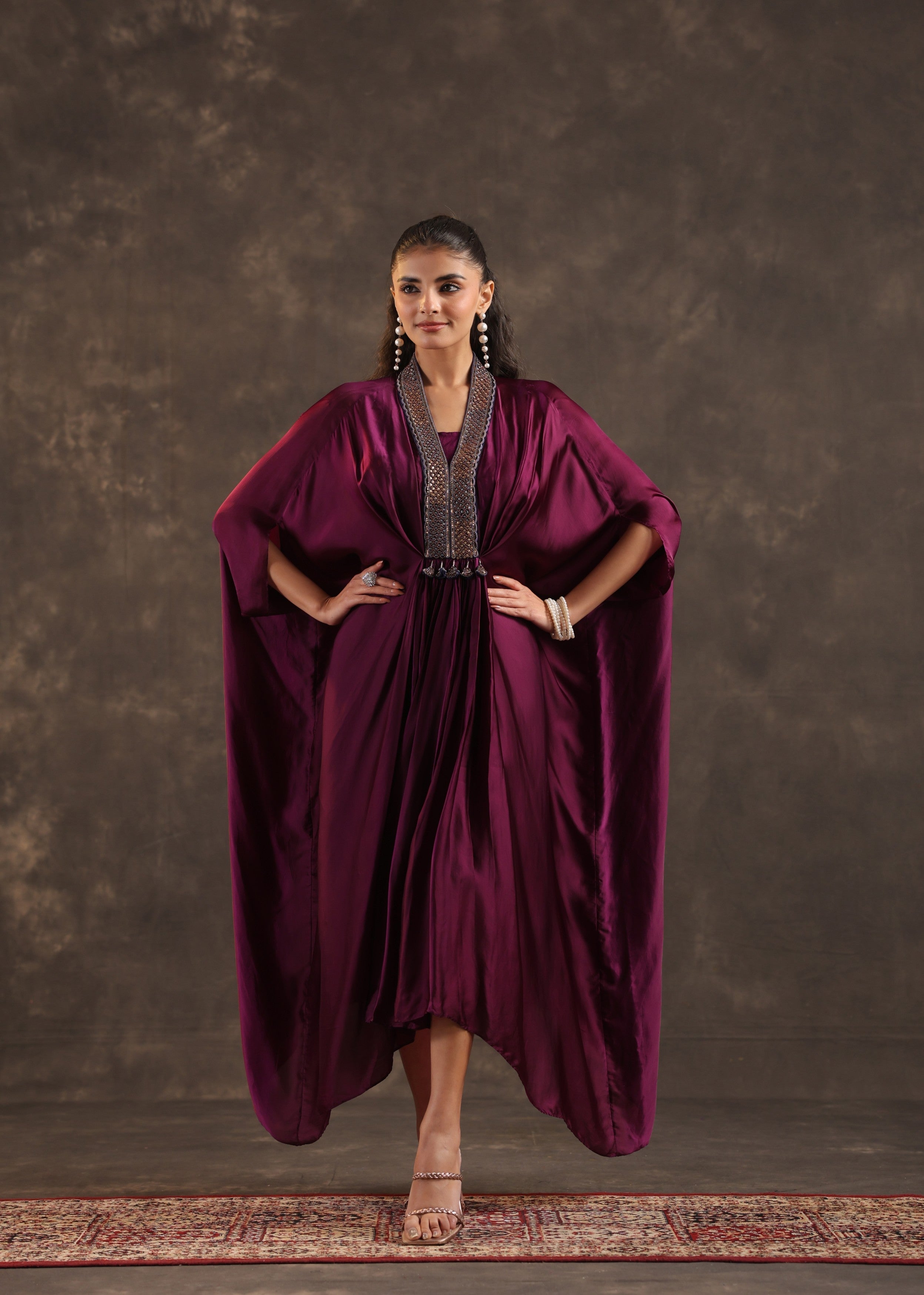 Mulberry Regal Embellished Satin Silk Dress