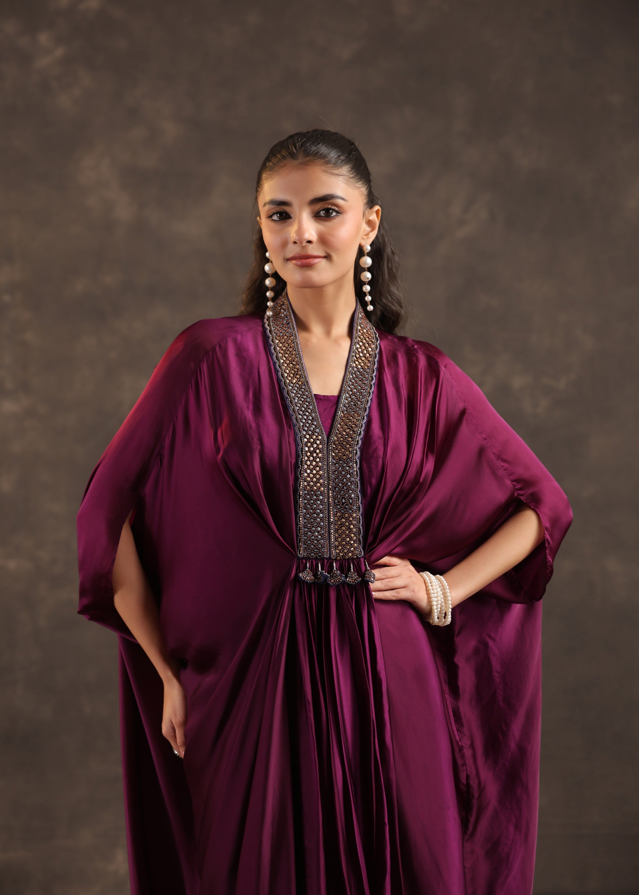 Mulberry Regal Embellished Satin Silk Dress