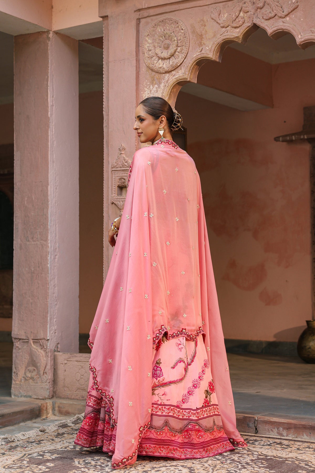 Rose Dust Embellished Organza Silk Lehenga Set