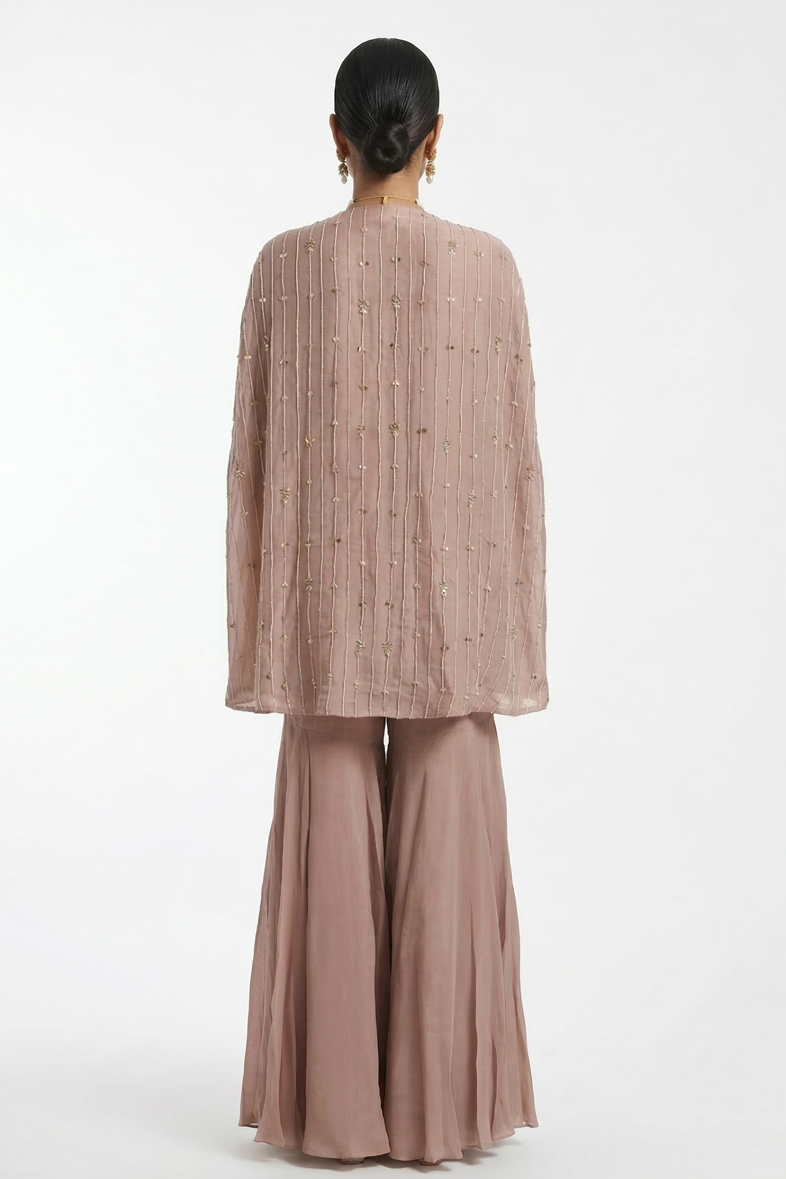 Rose Pearl Embellished Crepe Silk Sharara Set