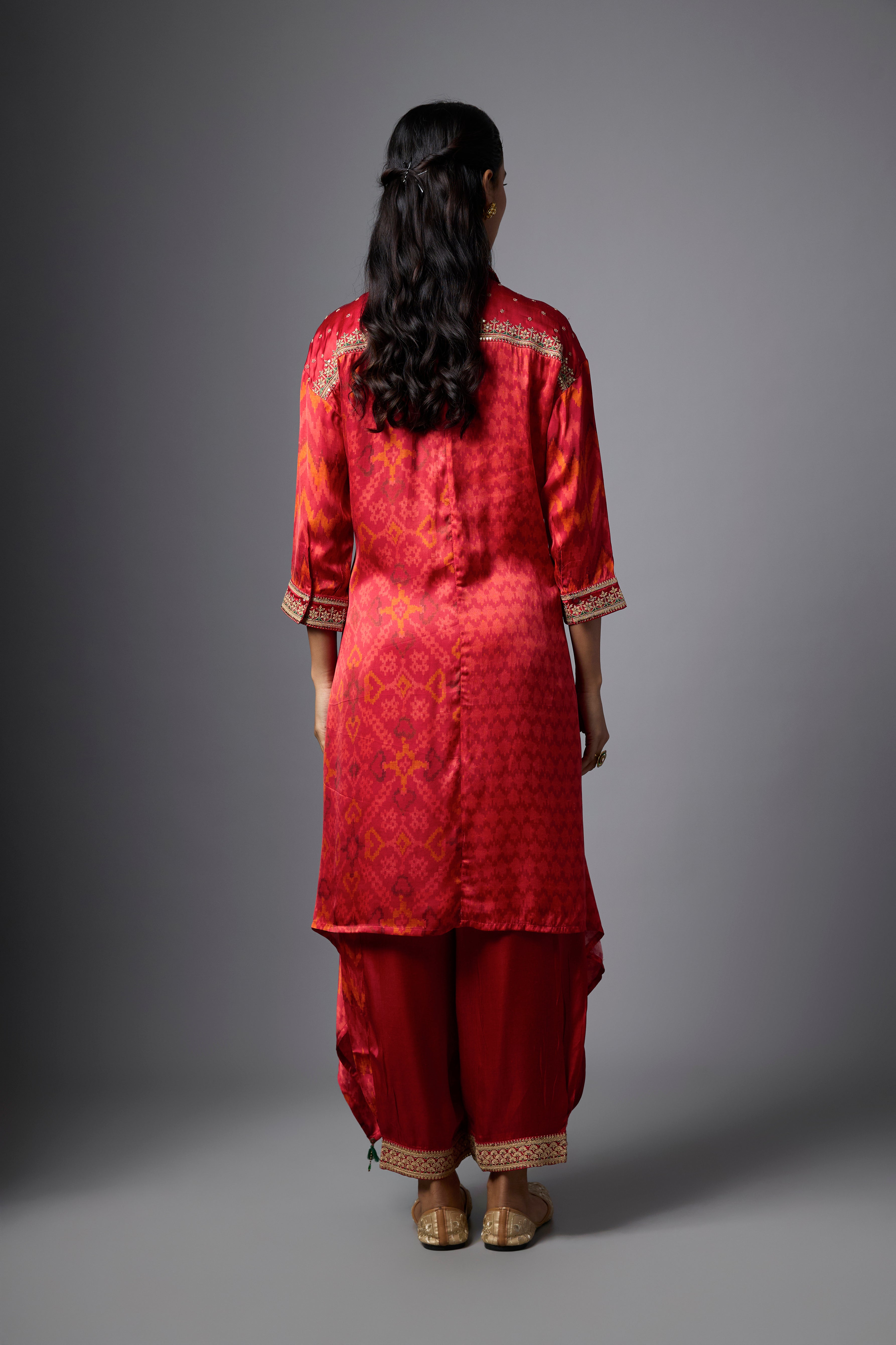 Red Printed Crepe Silk Co-Ord Set