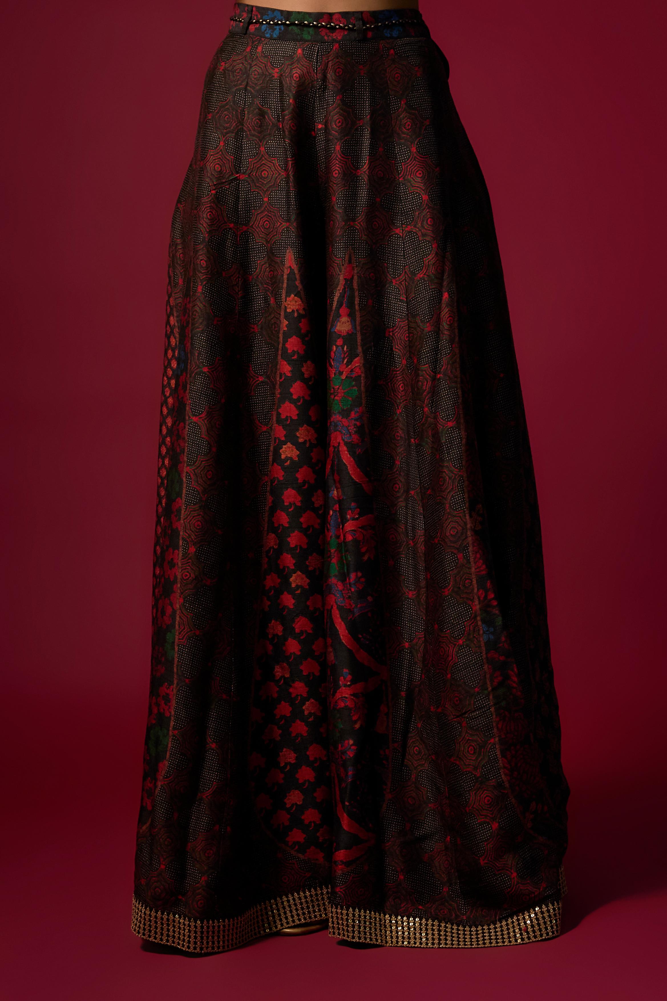 Black Printed Slub Cotton Silk Tunic Co-Ord Set