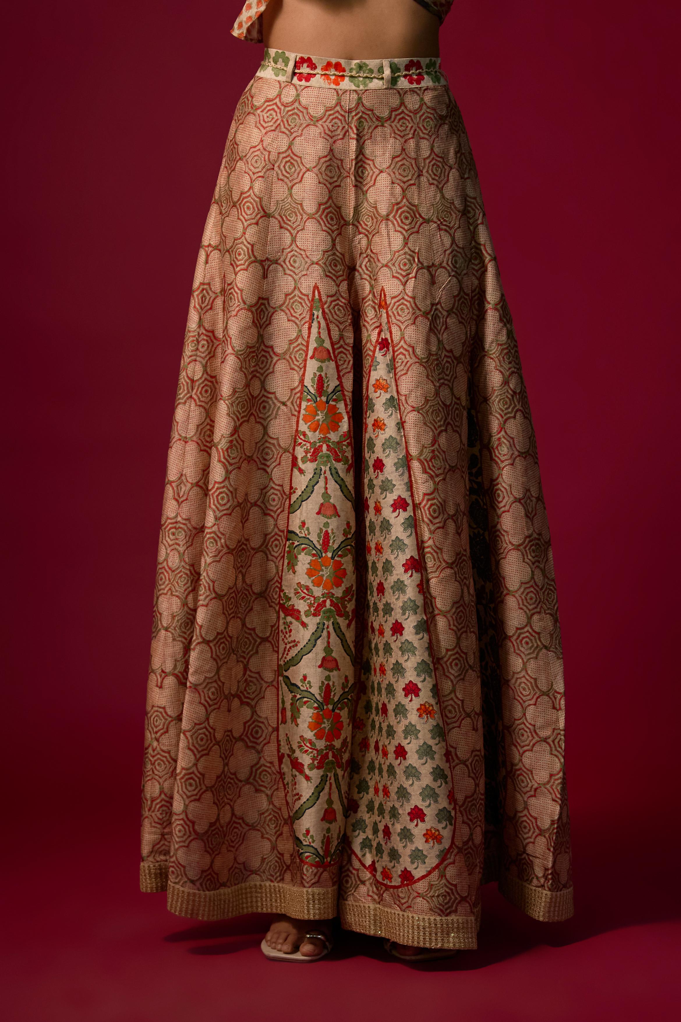 Ivory Printed Slub Cotton Silk Tunic Co-Ord Set