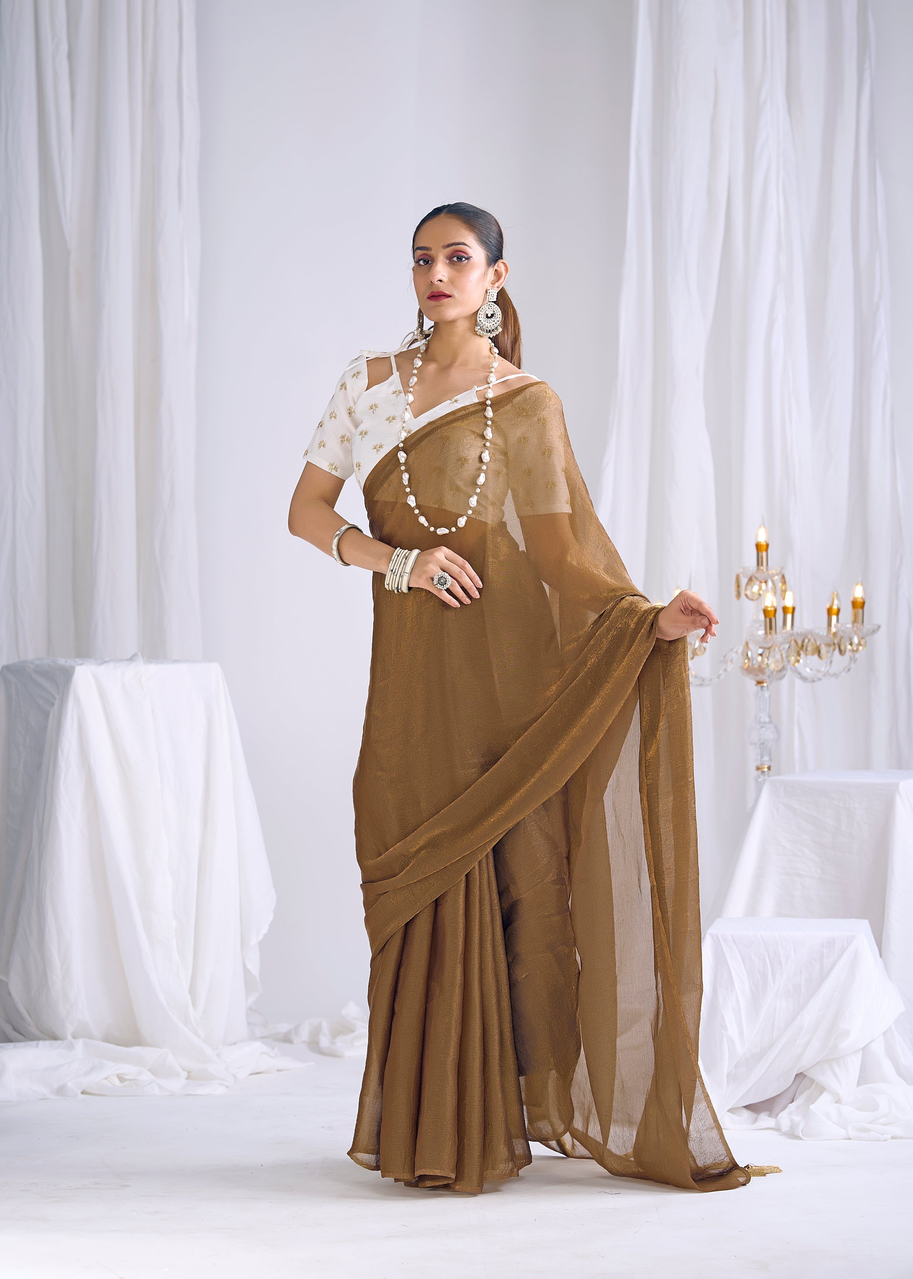 Bronze Shimmer Premium Silk Saree
