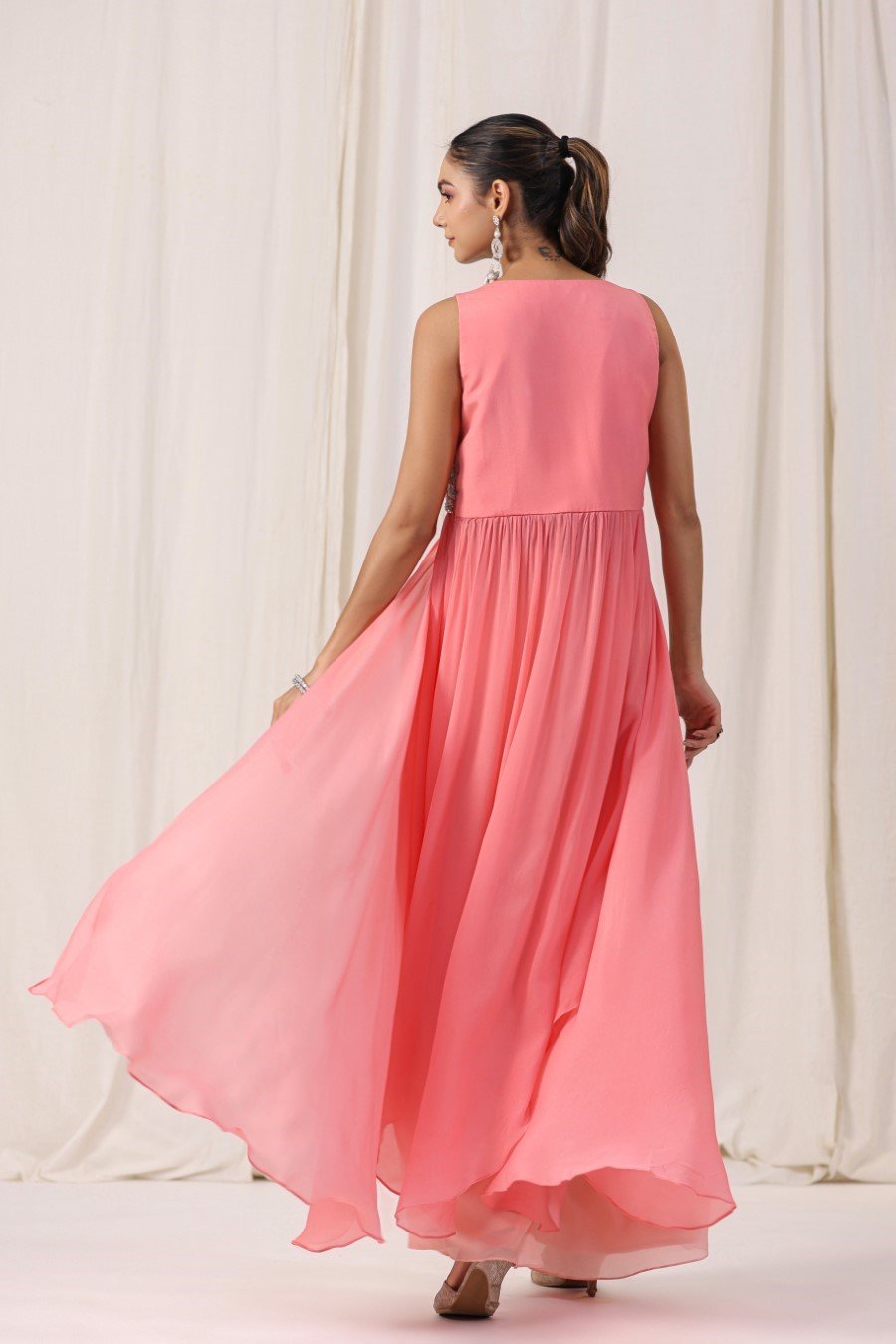 Pastel Peach Embellsihed Tunic with Palazzo