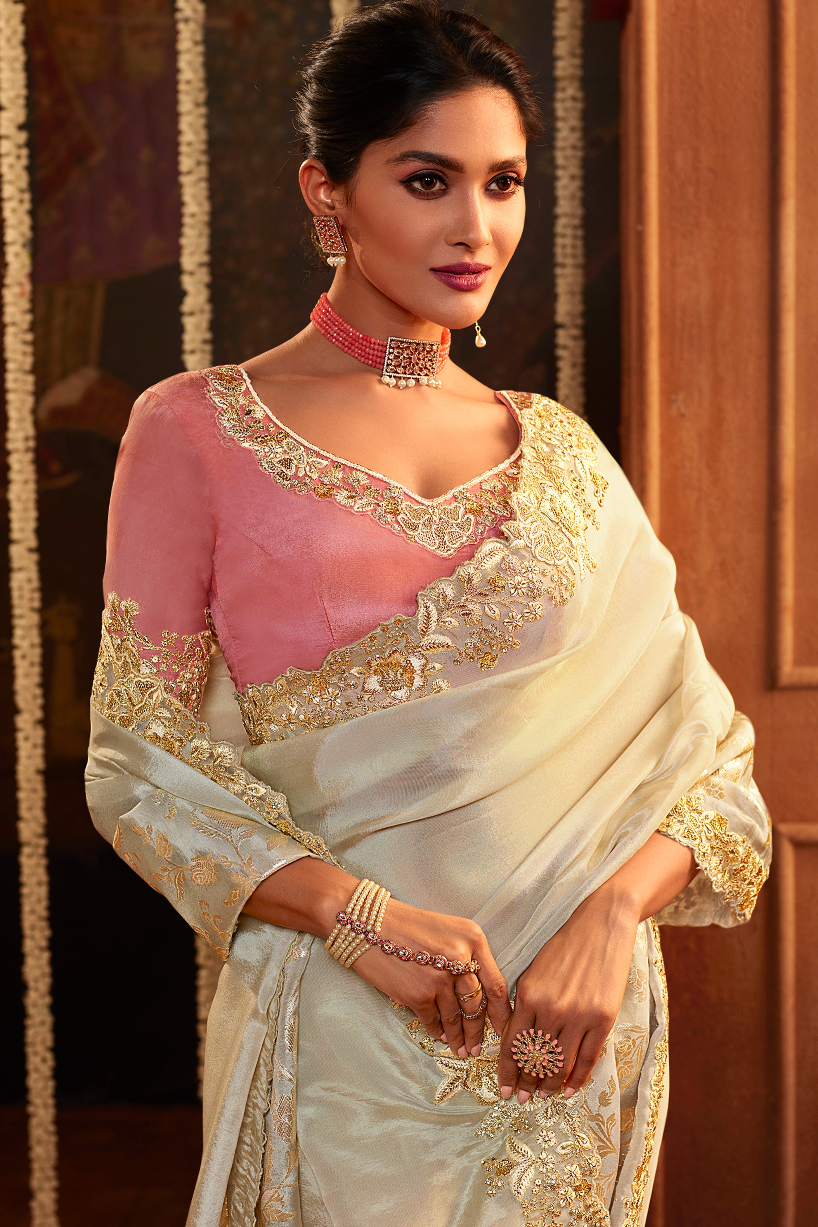 Classic Off-White Saree