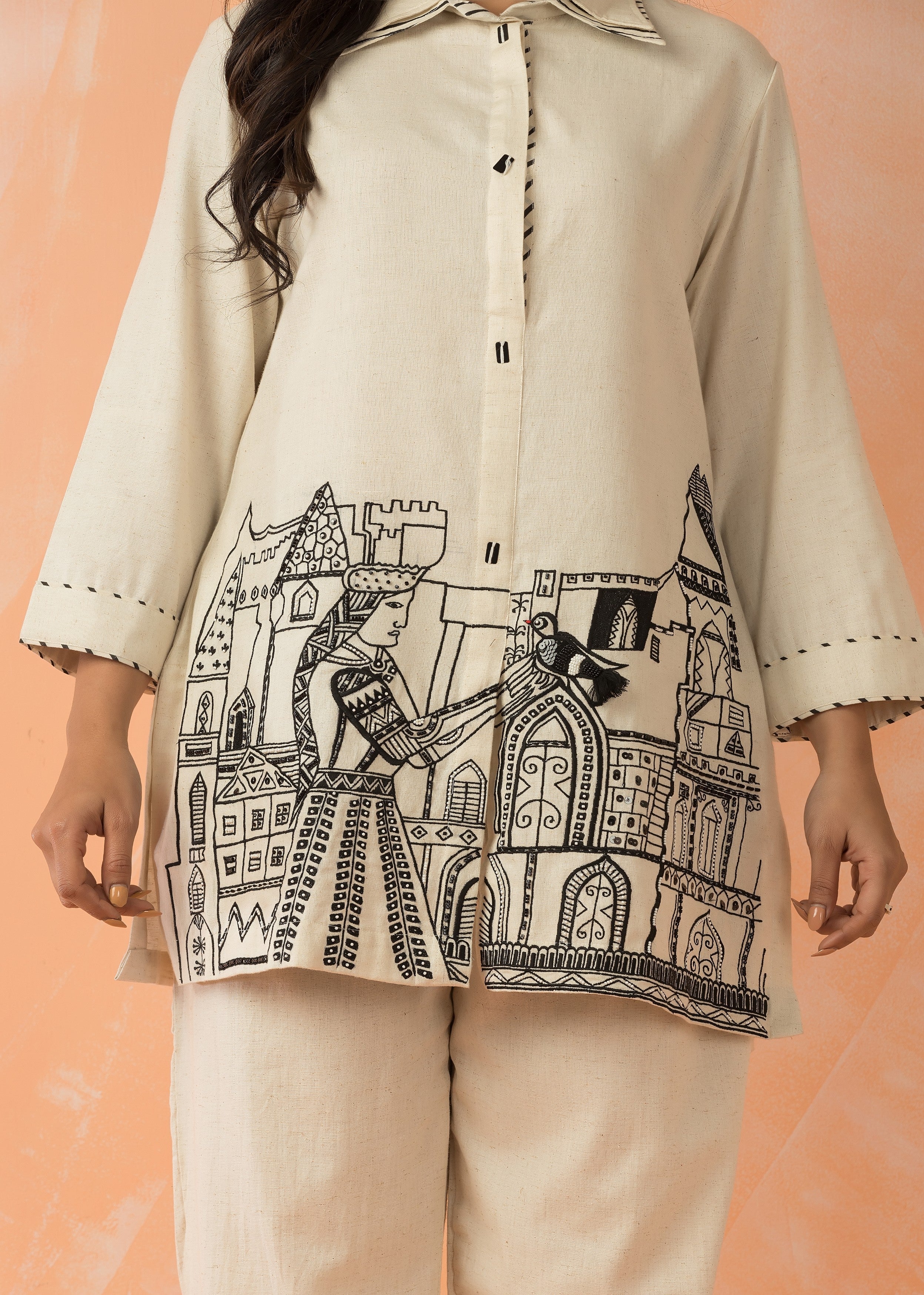 Beige Cotton Flex Co-Ord Set