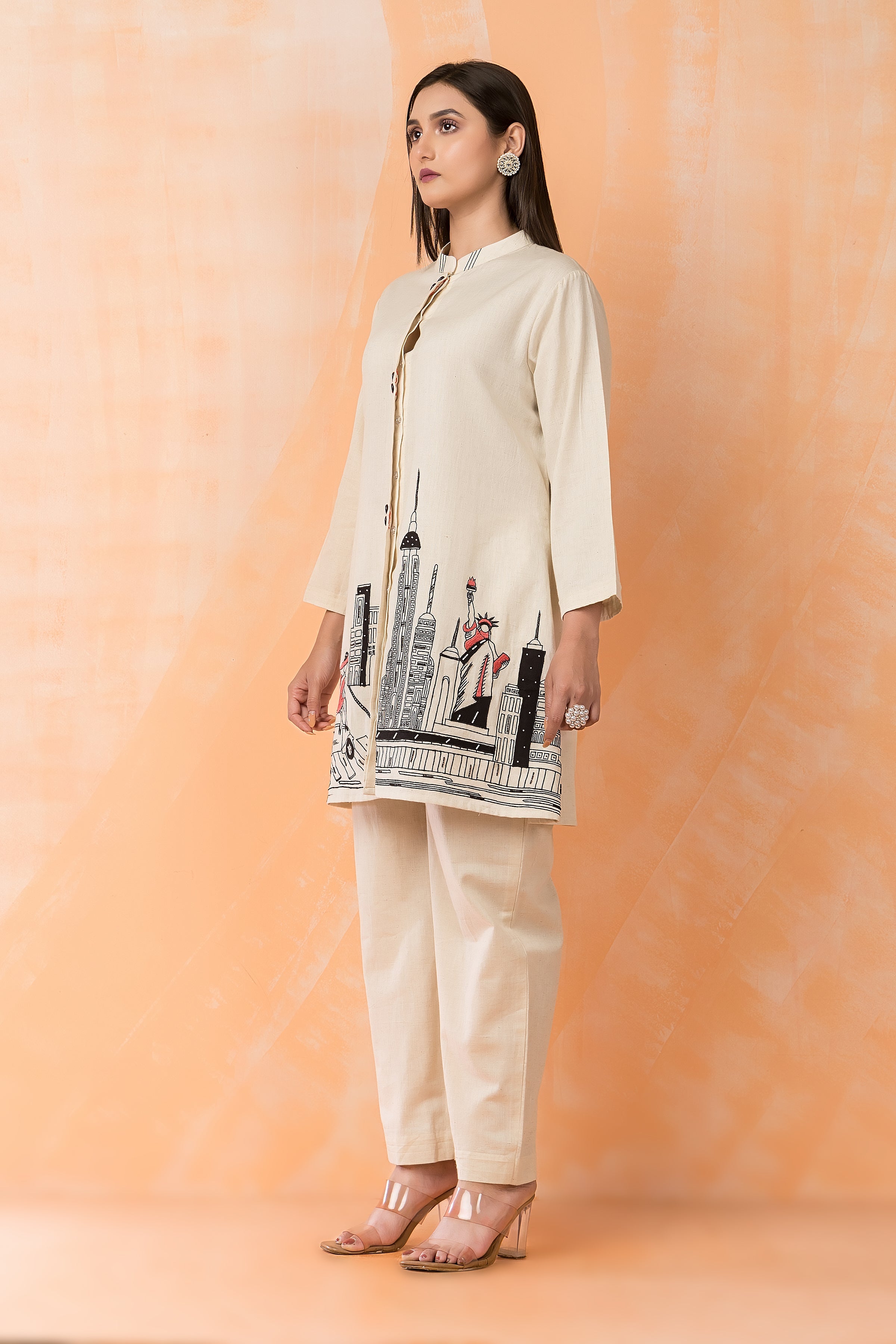 Off-White Printed Cotton Co-Ord Set