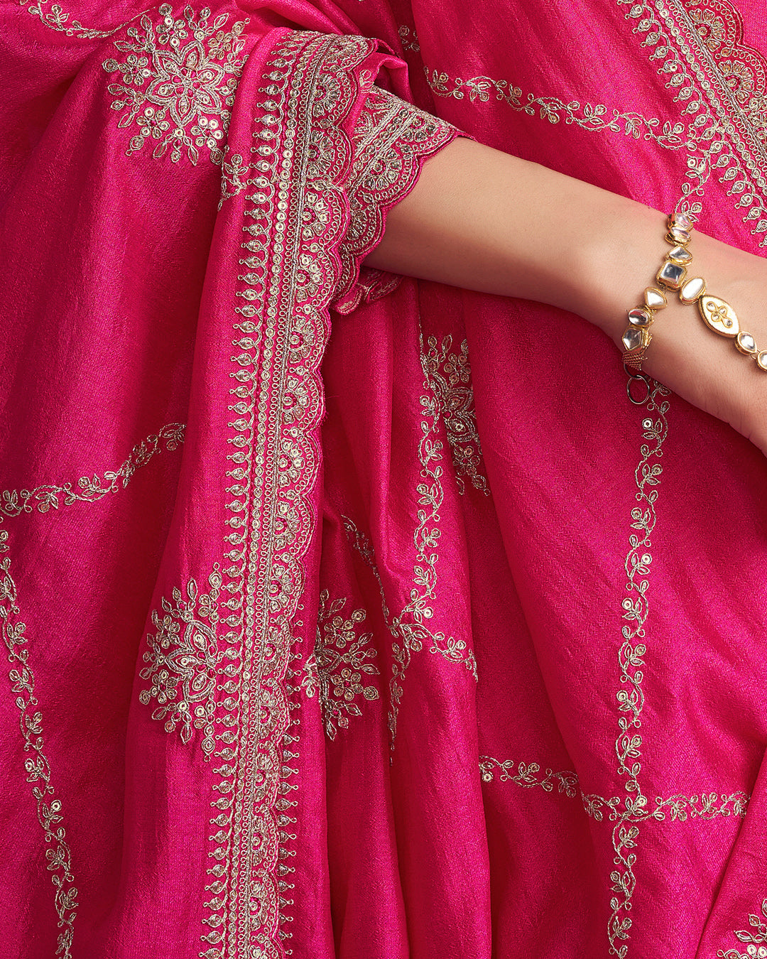 Royal Bloom Embellished Vichitra Silk Pant Set