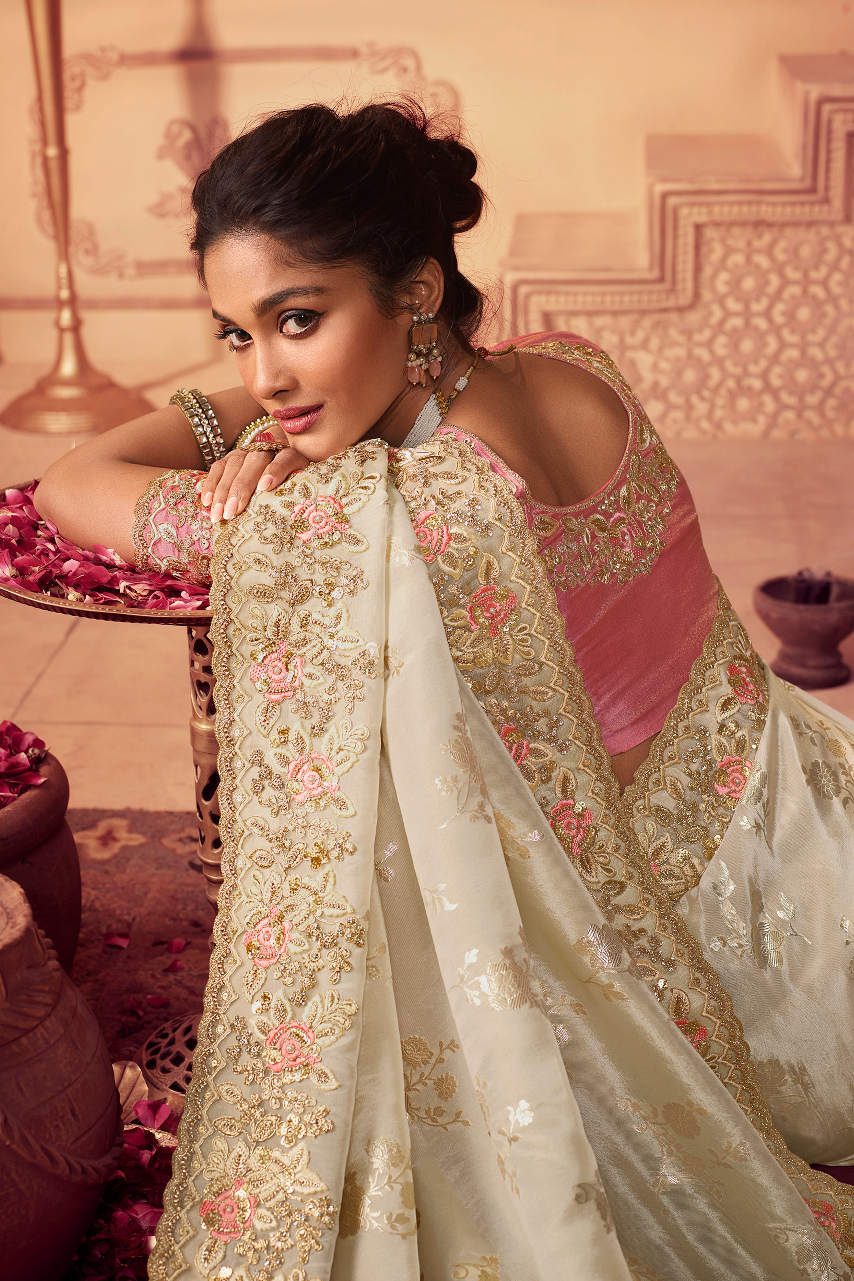 Radiant White Tissue Silk Saree