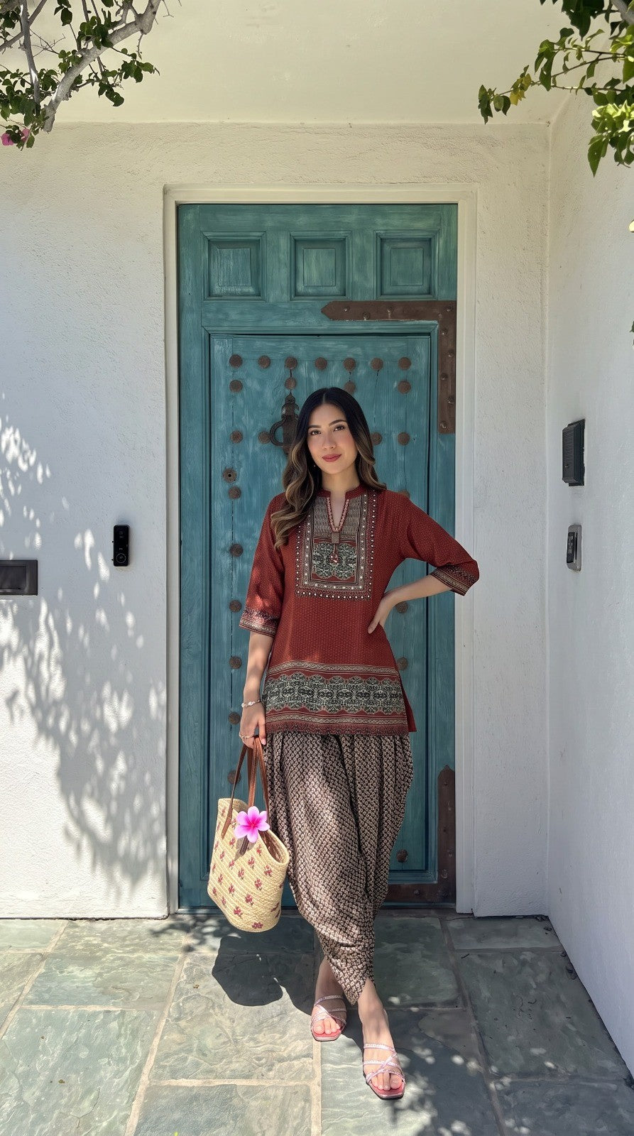 Deep Maroon Embellished Crepe Silk Salwar Set
