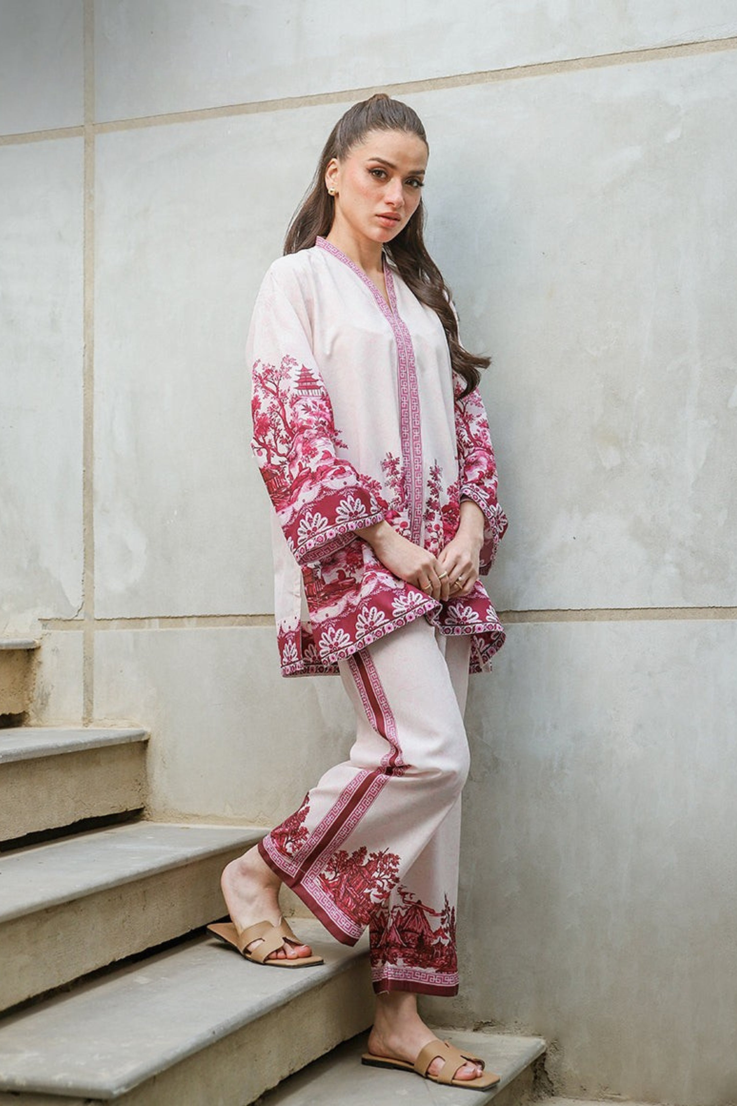 Fine Wine Natural Crepe Co-Ord Set