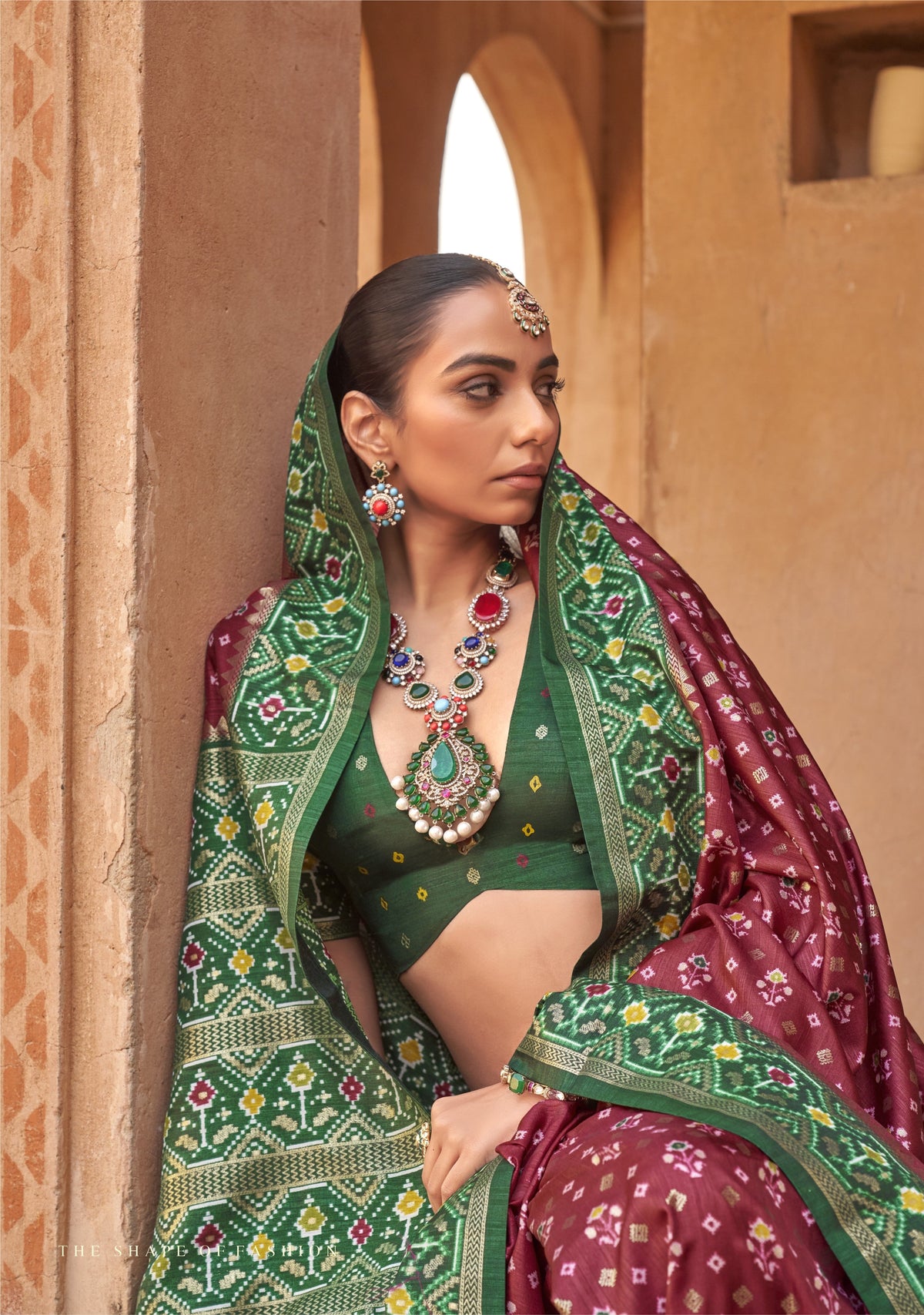 Wine Printed Premium Silk Saree
