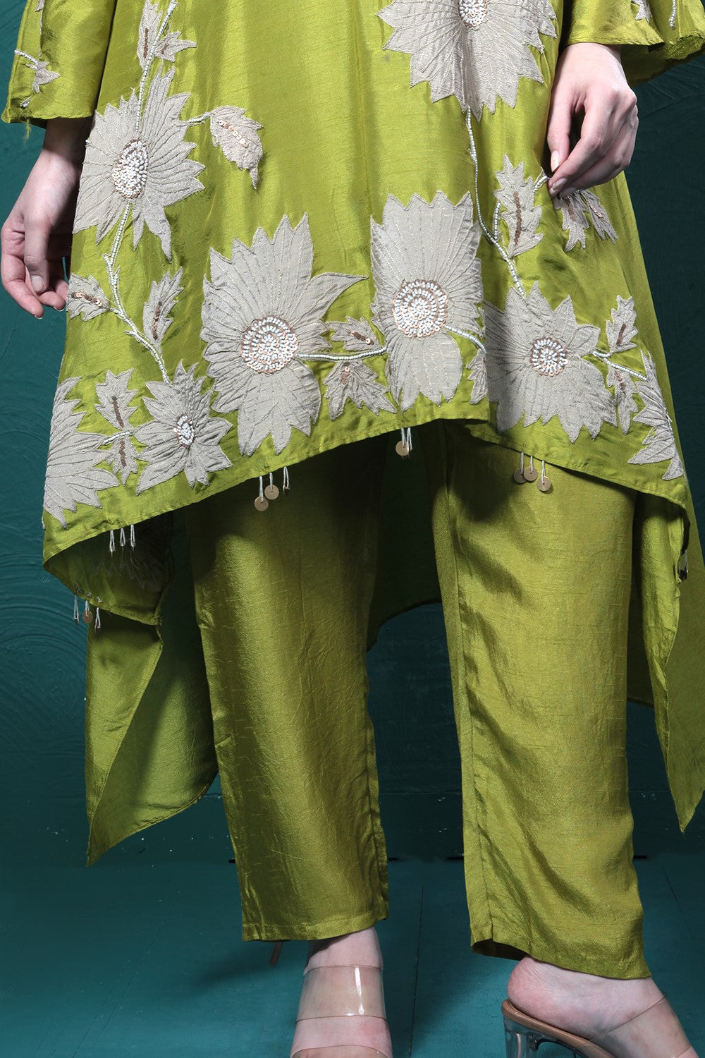 Green Embroidered Kurta Set