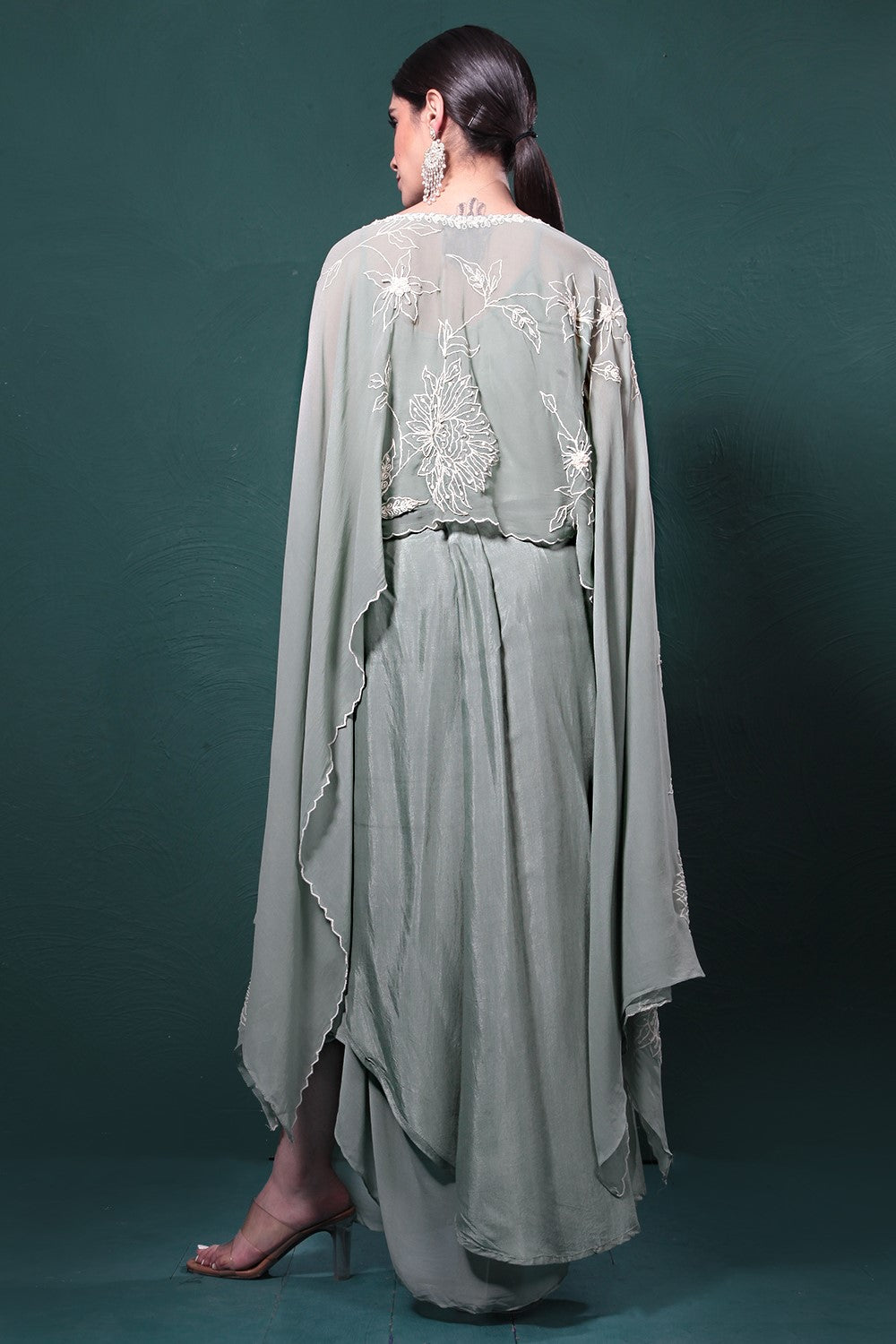 Sage Green Embroidered Kaftan Set