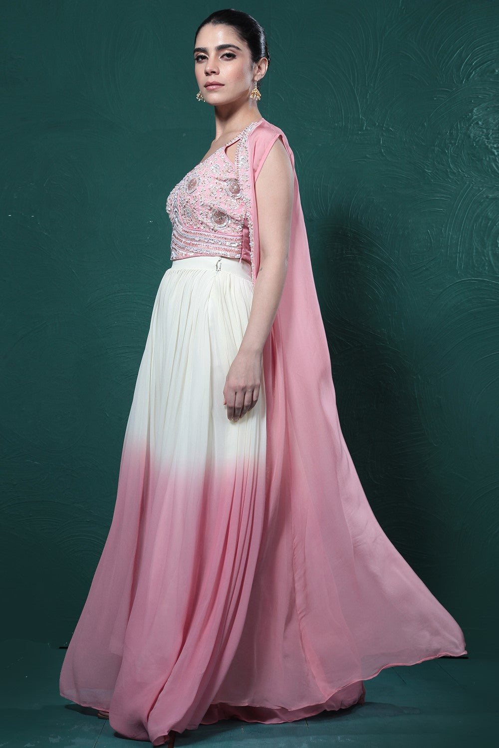 Soft Pink Ombre-Dyed Cape Set