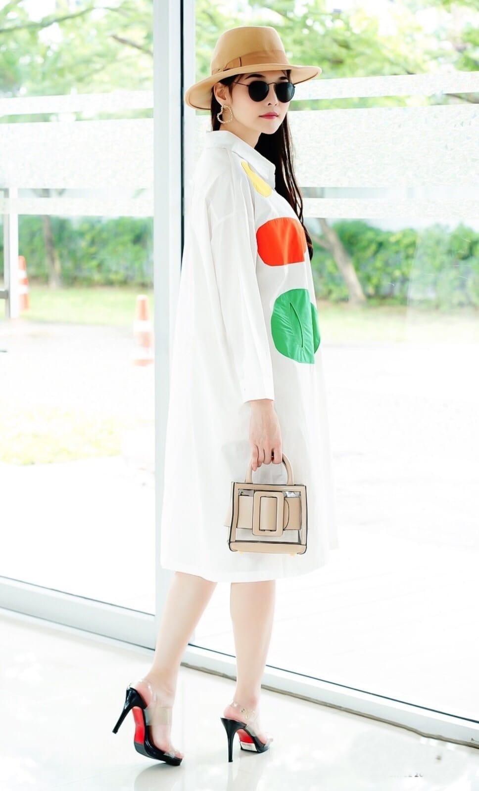 White Applique Patchwork Tunic Dress