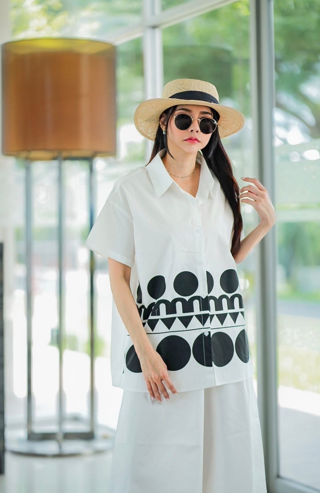 White Plastisol Printed Cotton Co-Ord Set