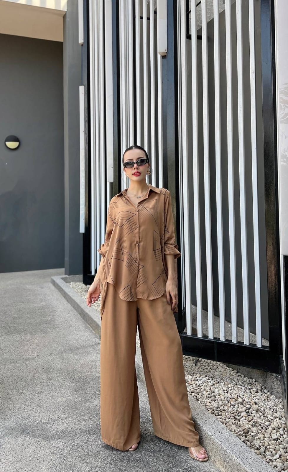Camel Tan Sublimation Print Co-Ord Set