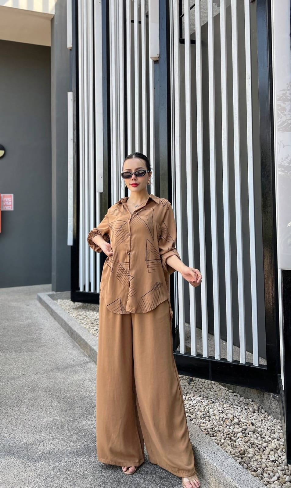 Camel Tan Sublimation Print Co-Ord Set