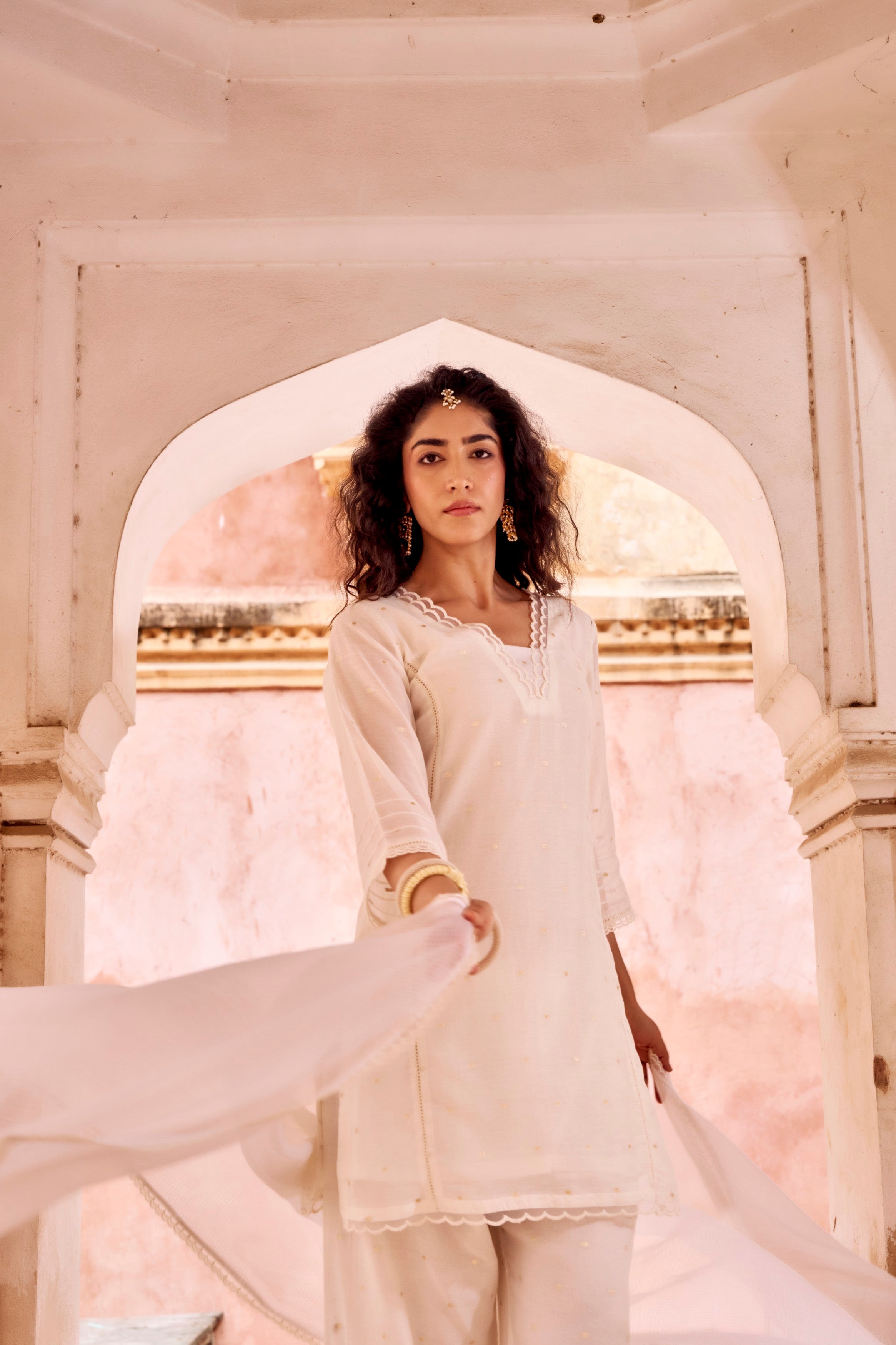 Off-White Mul-Cotton Palazzo Set
