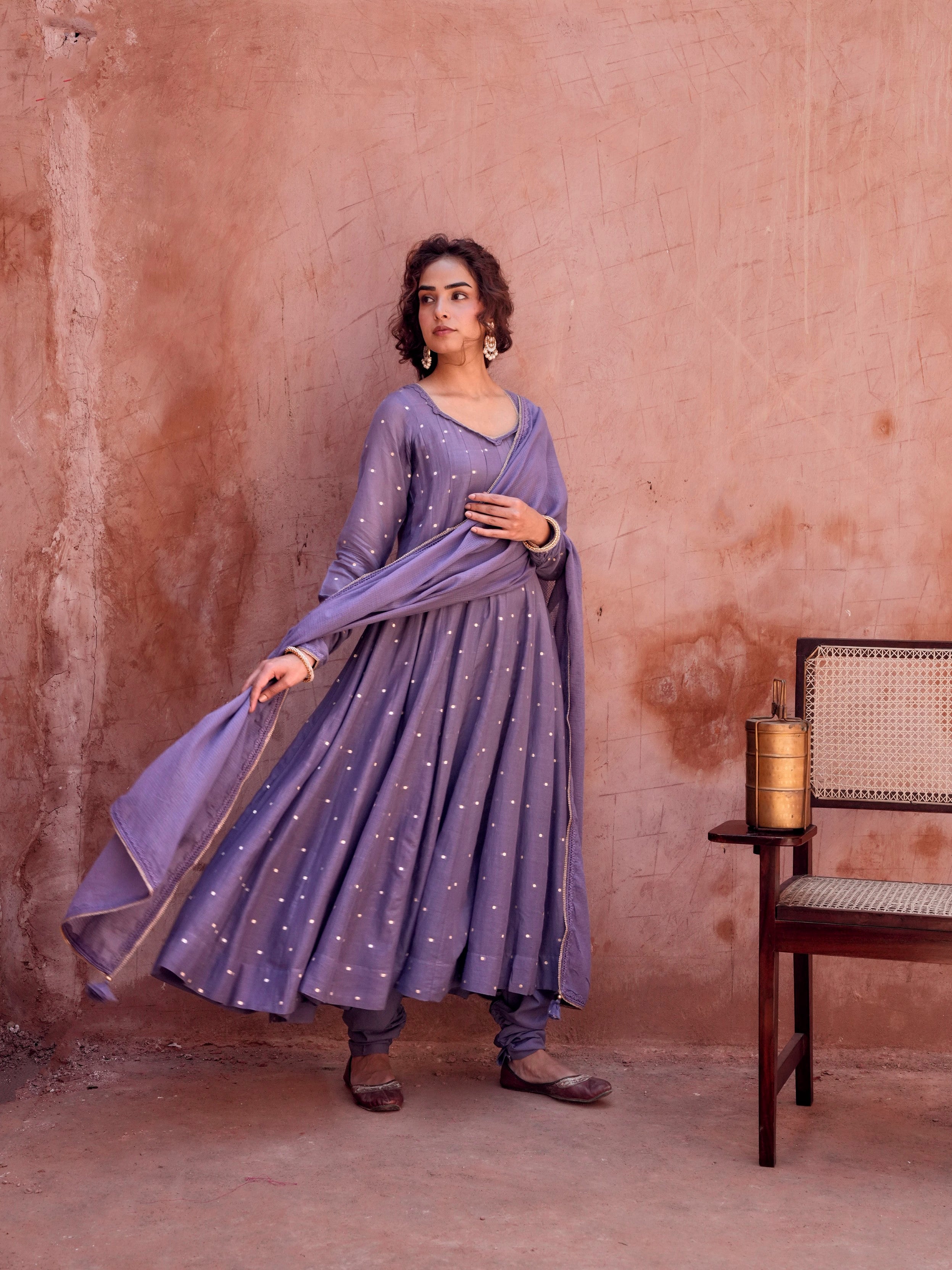 Lavender Anarkali Set
