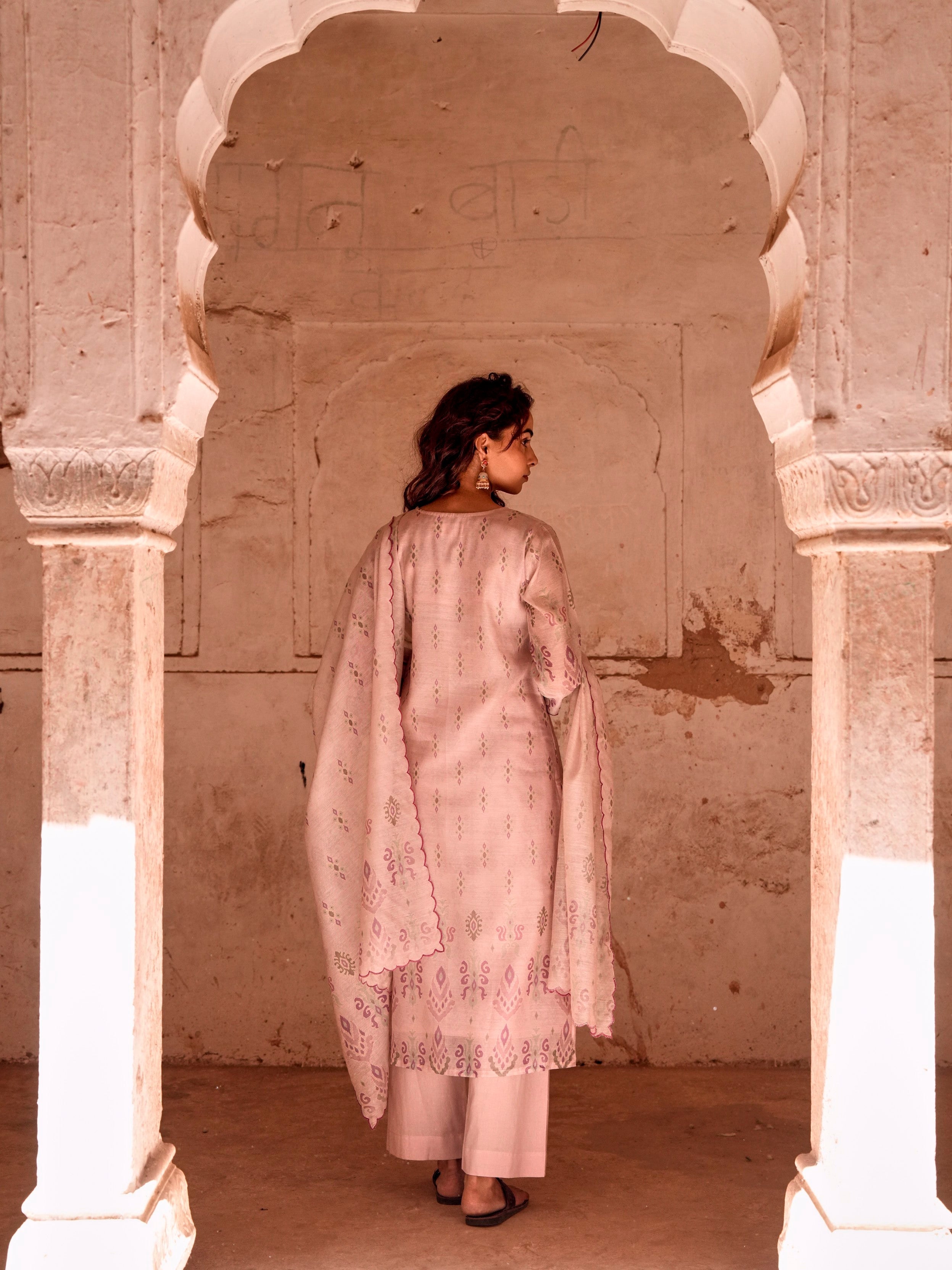 Dusty Pink Printed Pant Set