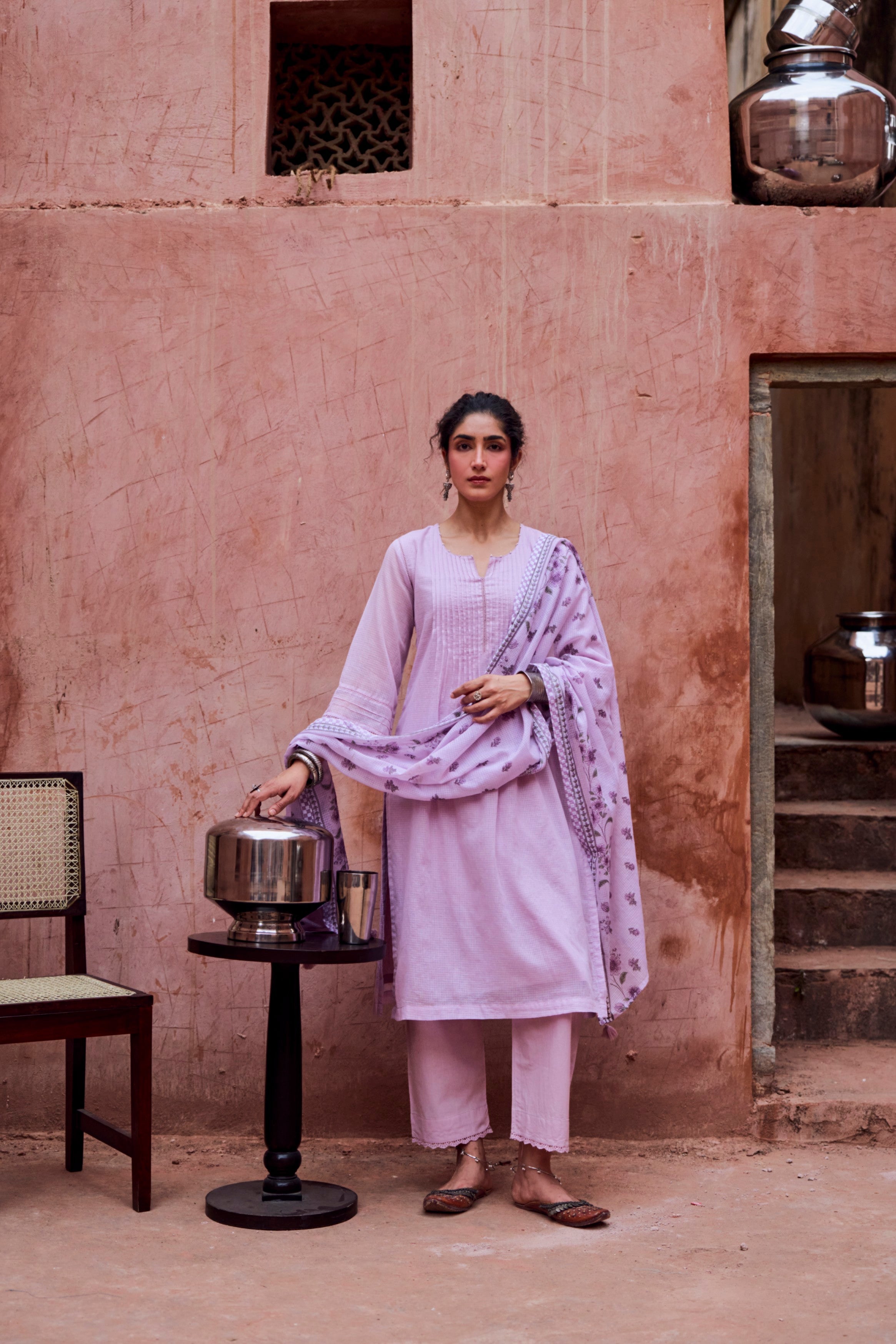 Lilac Kota Doria Pant Set