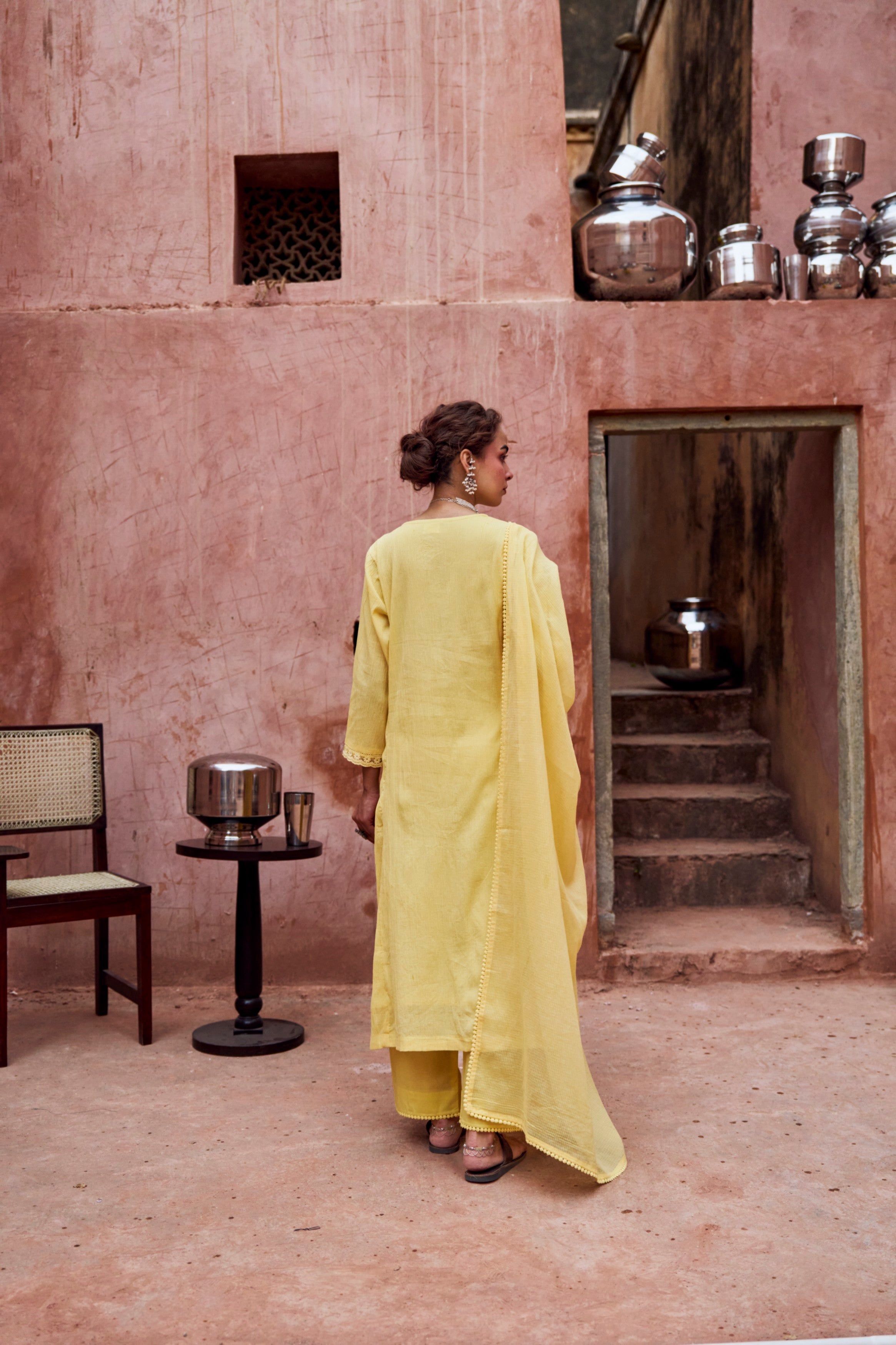 Butter Yellow Cotton Pant Set