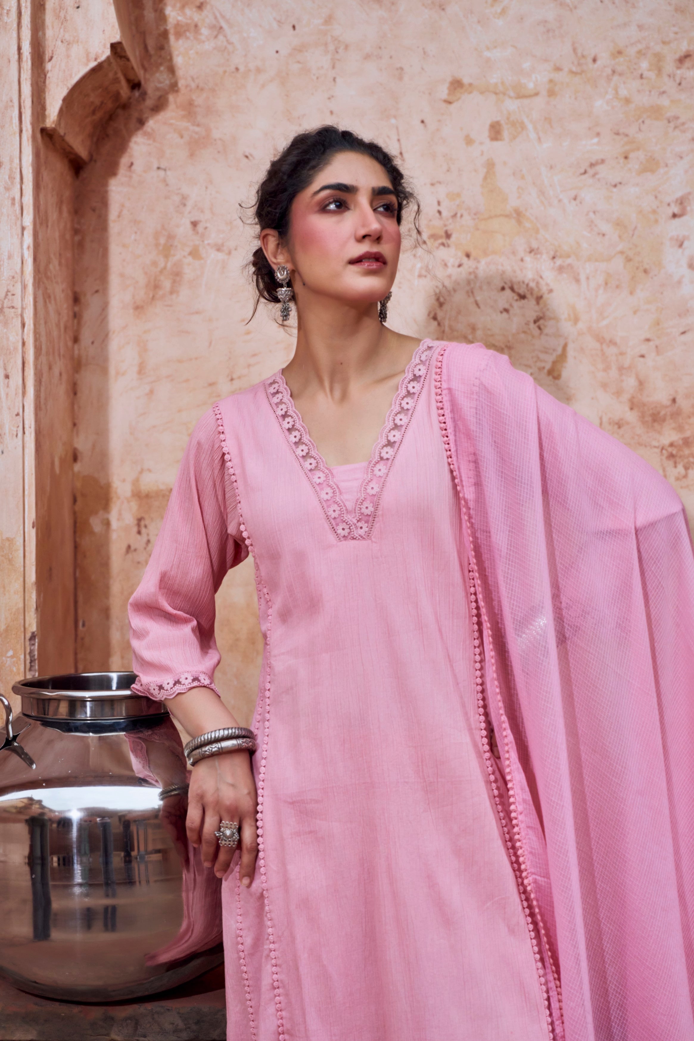 Blush Pink Cotton Pant Set
