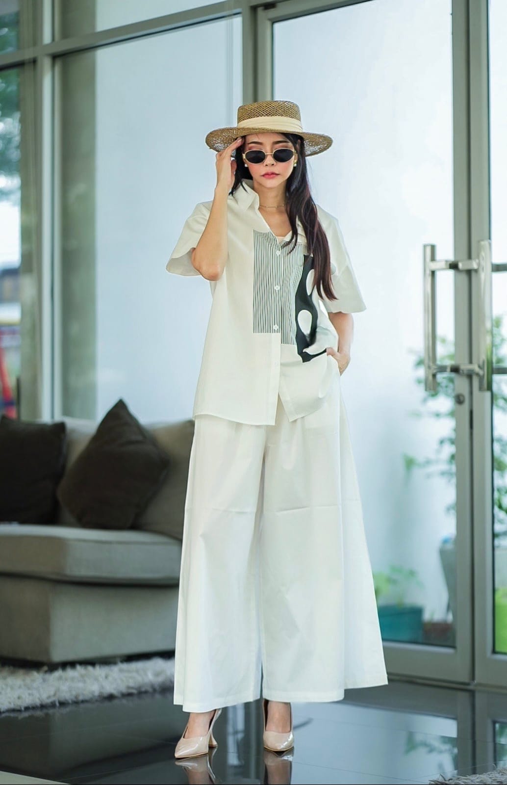 White Plastisol Print Co-Ord Set