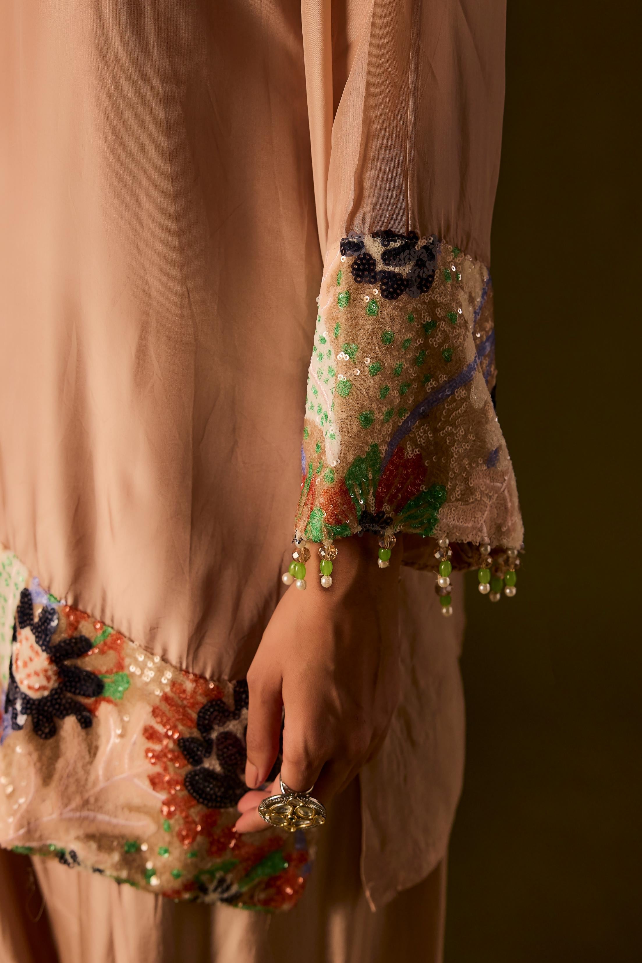 Muted Caramel Muslin Silk Dhoti Set