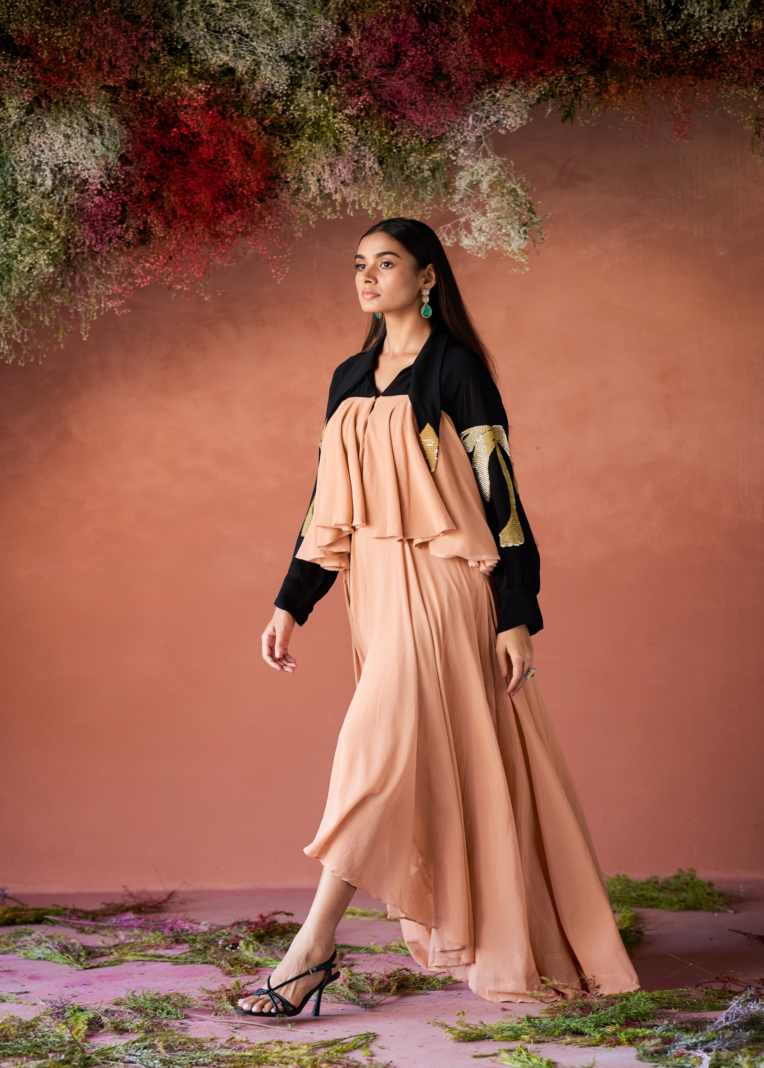 Peach Embellished Organic Cotton Gown