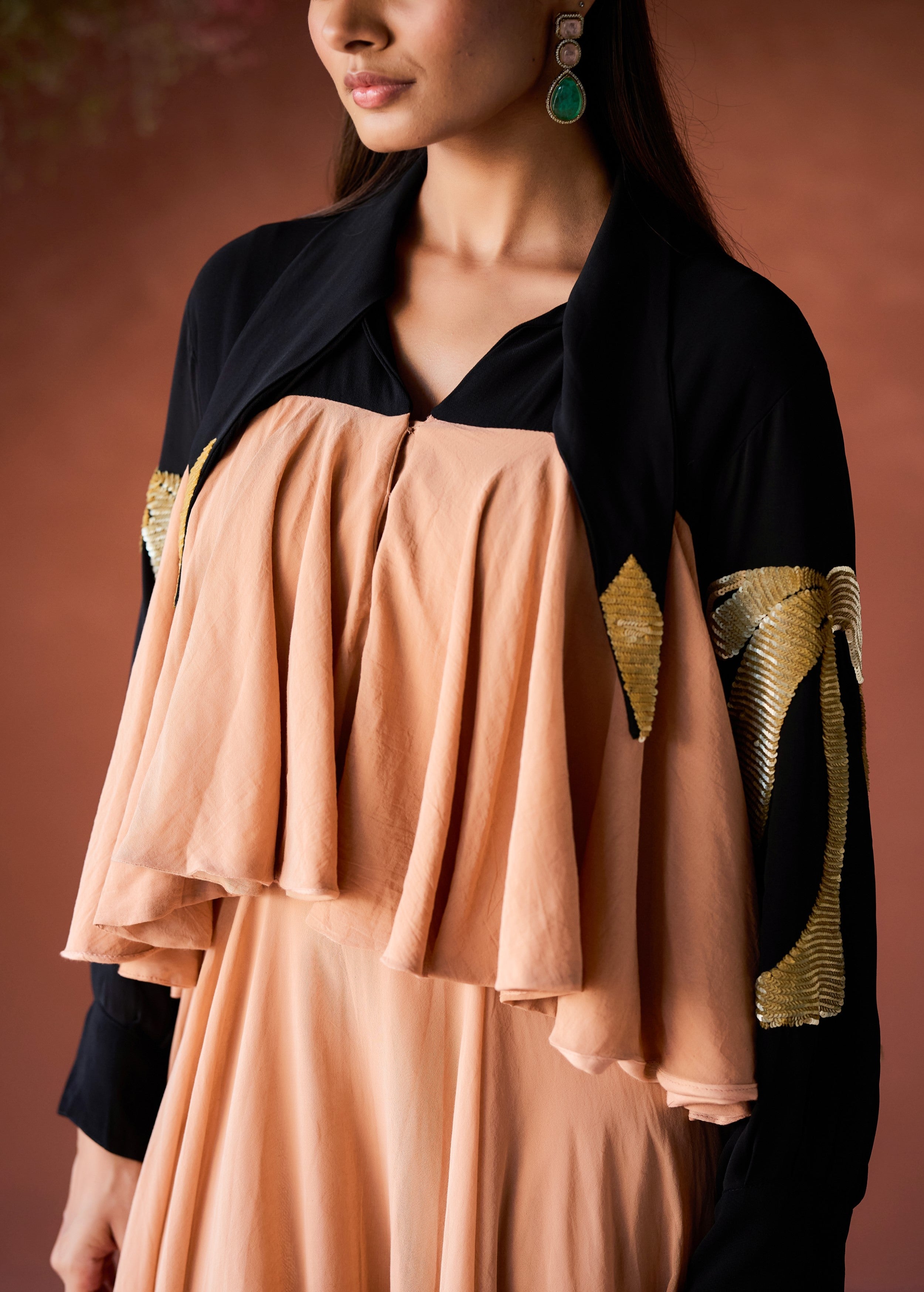 Peach Embellished Organic Cotton Gown