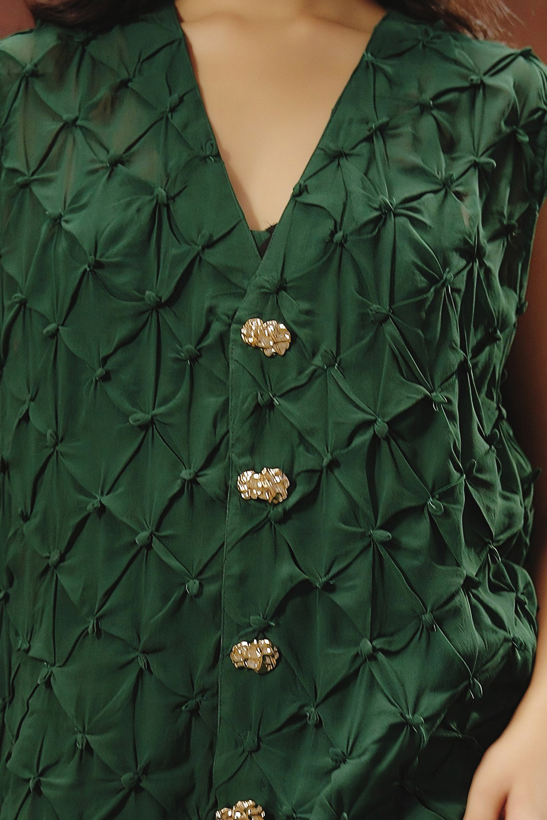 Royal Green Embroidered Raw Silk Co-Ord Set