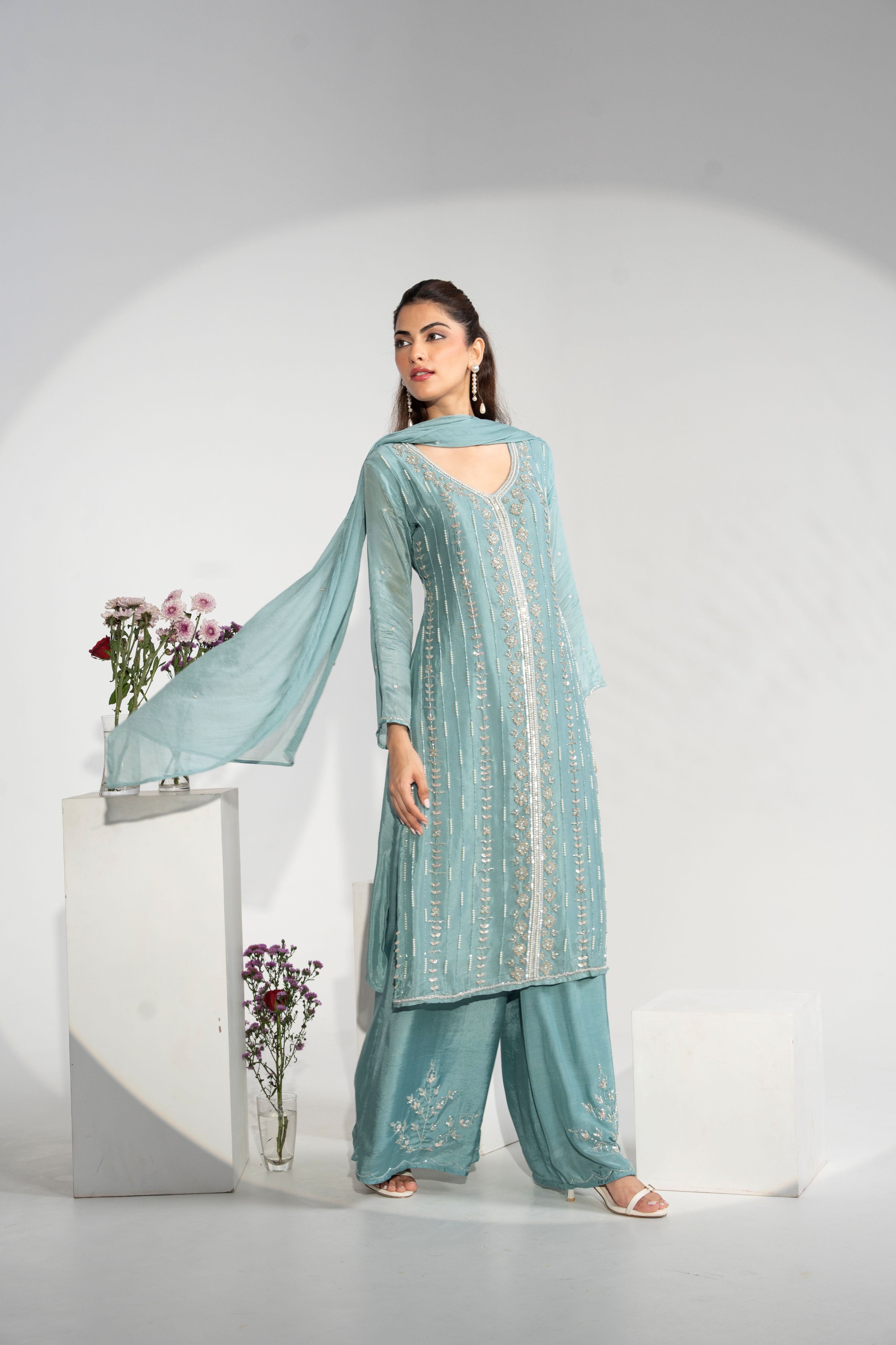 Blue Charm Palazzo Set