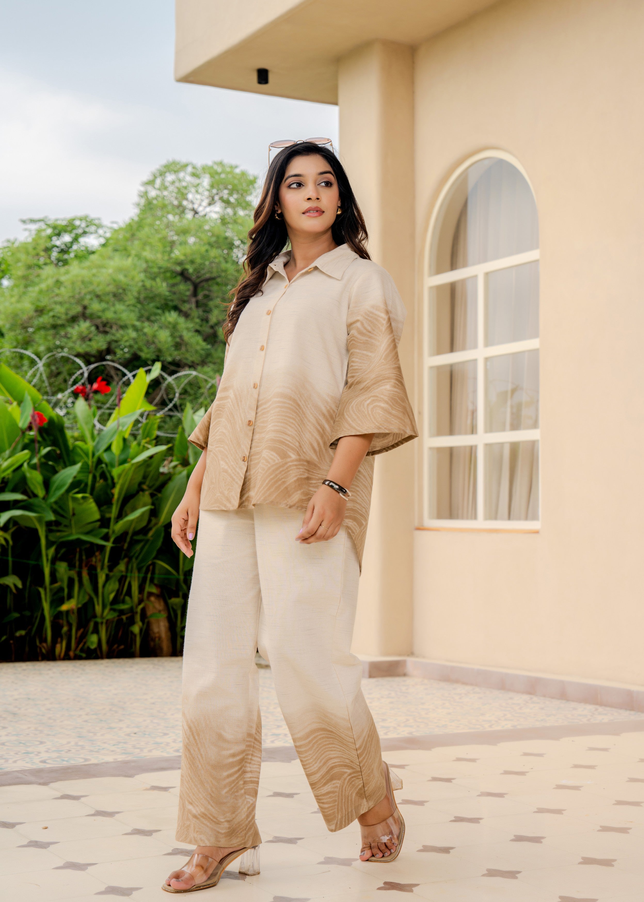 Earthy Ombre Marble Print Cotton Co-ord Set