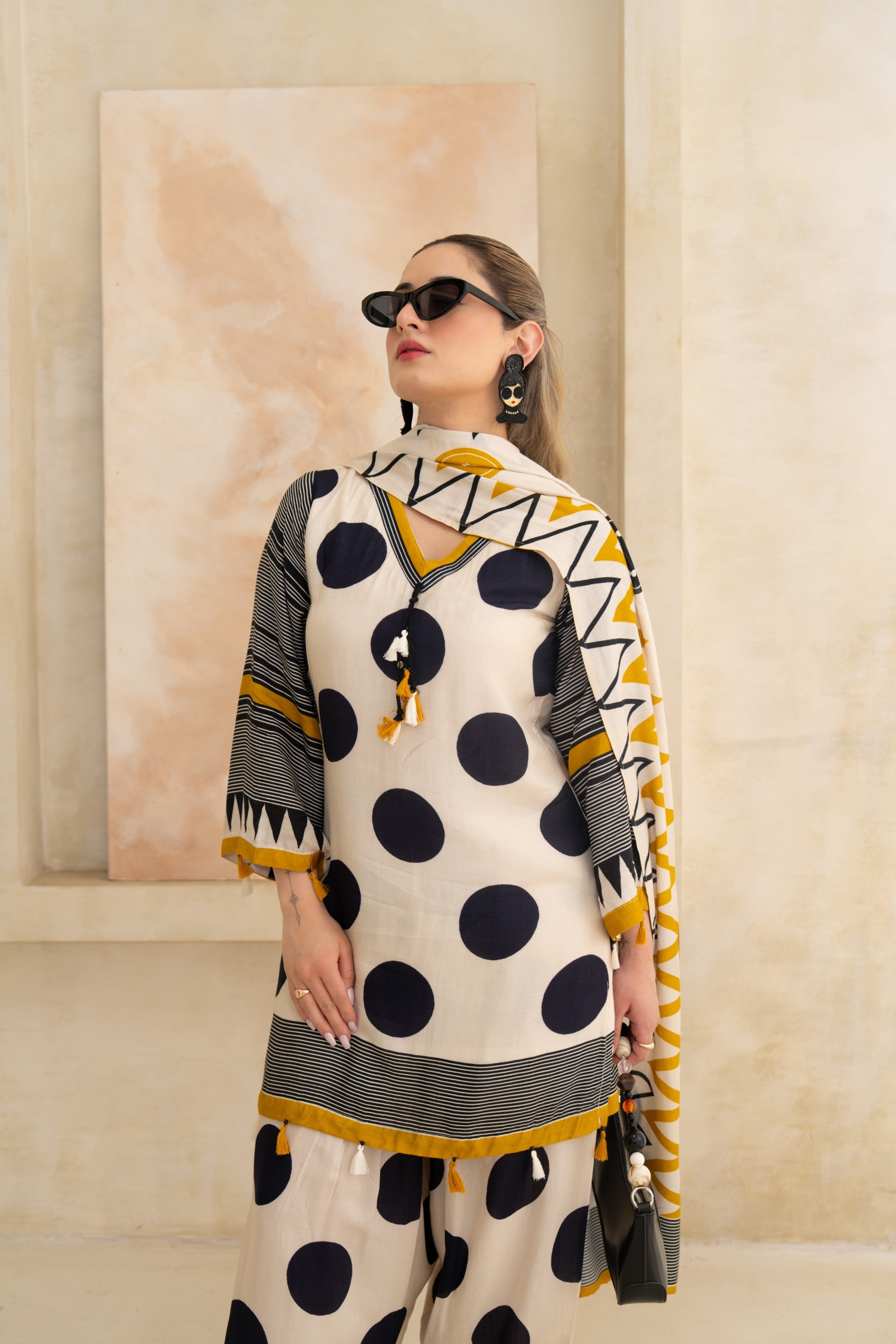 Black Bold Polka Dot Suit Set