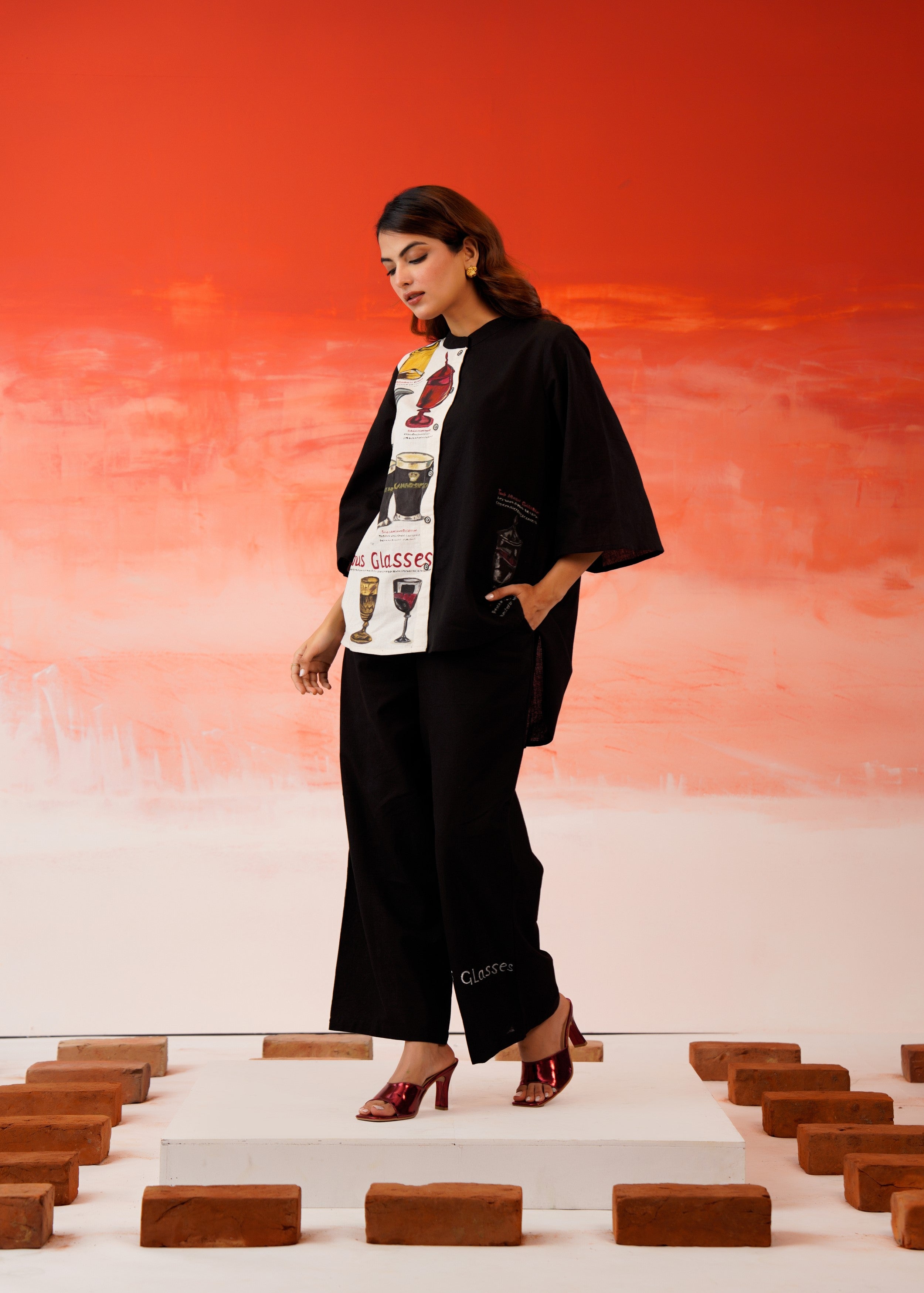 Black Hand-Painted Organic Cotton Co-Ord Set