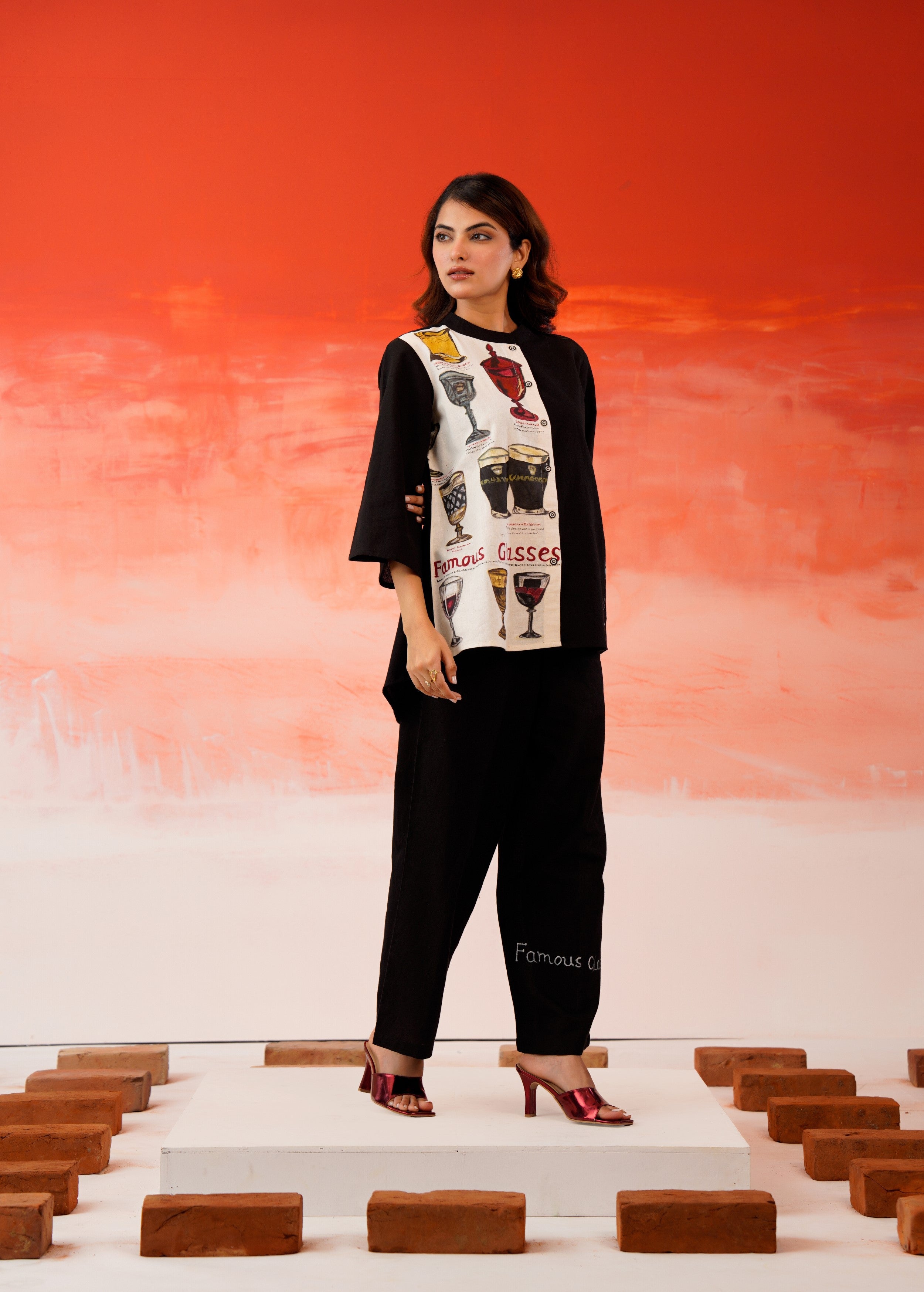 Black Hand-Painted Organic Cotton Co-Ord Set