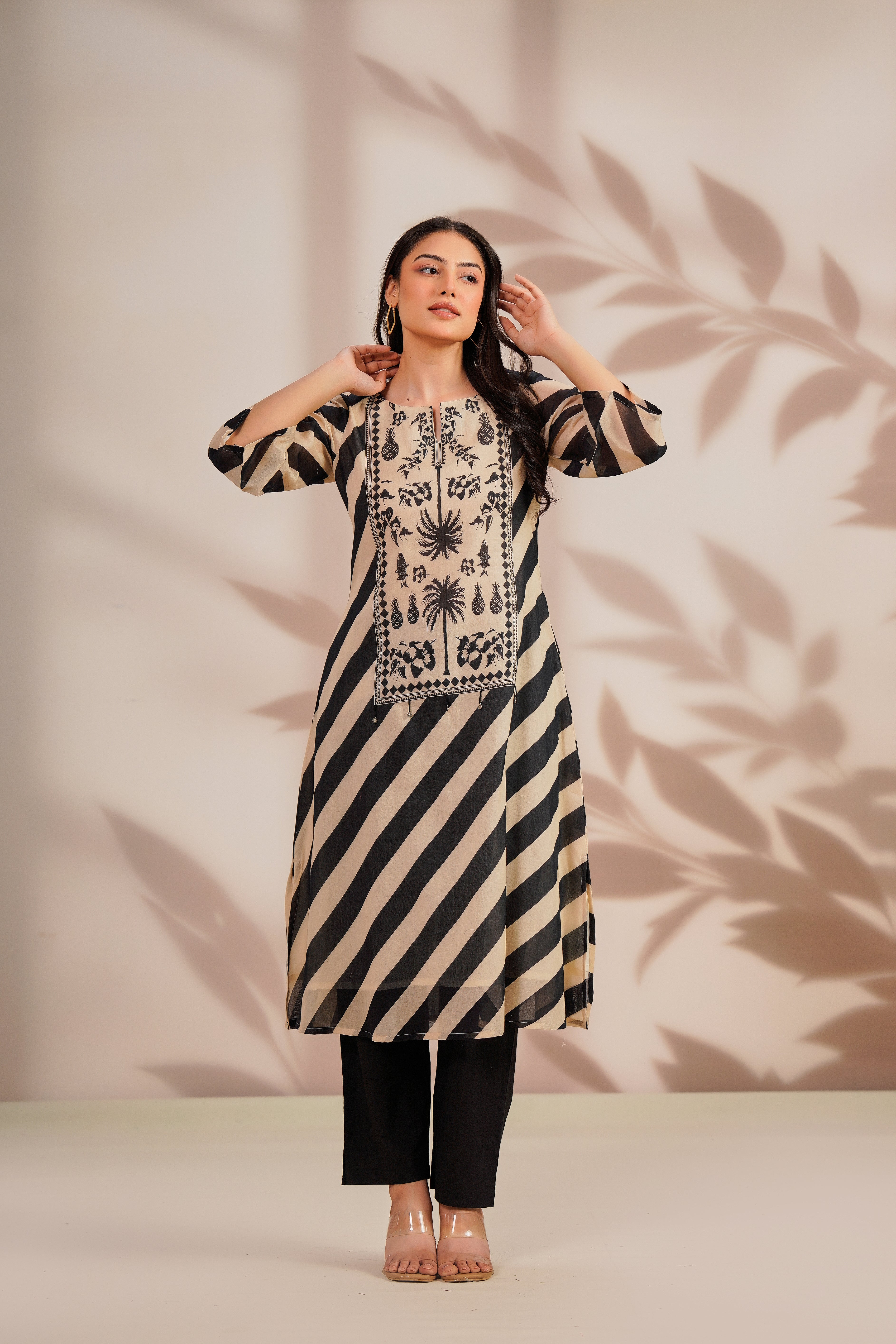 Midnight Noir Printed Cotton Kurta Set