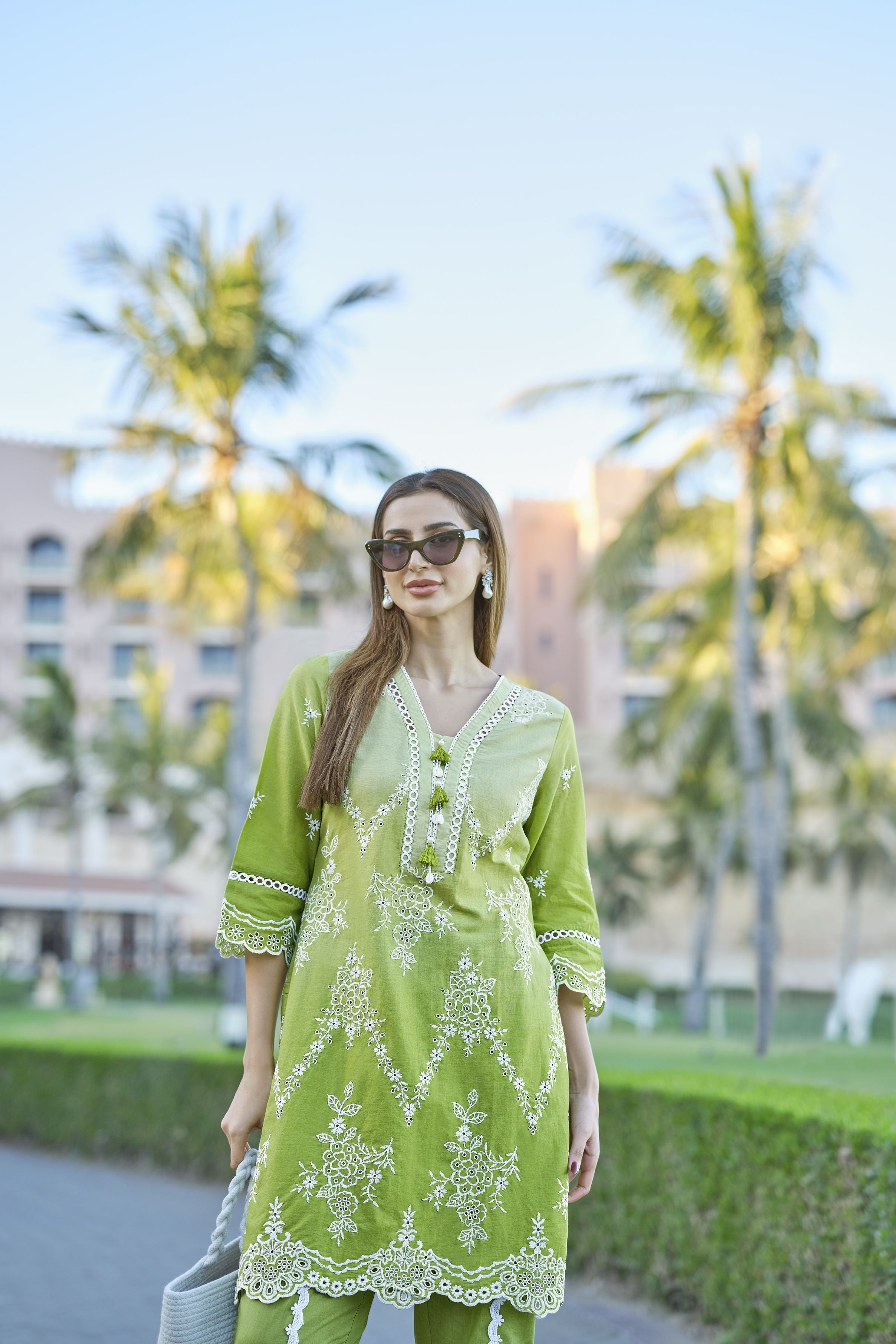 Vibrant Green Embroidered Co-Ord Set