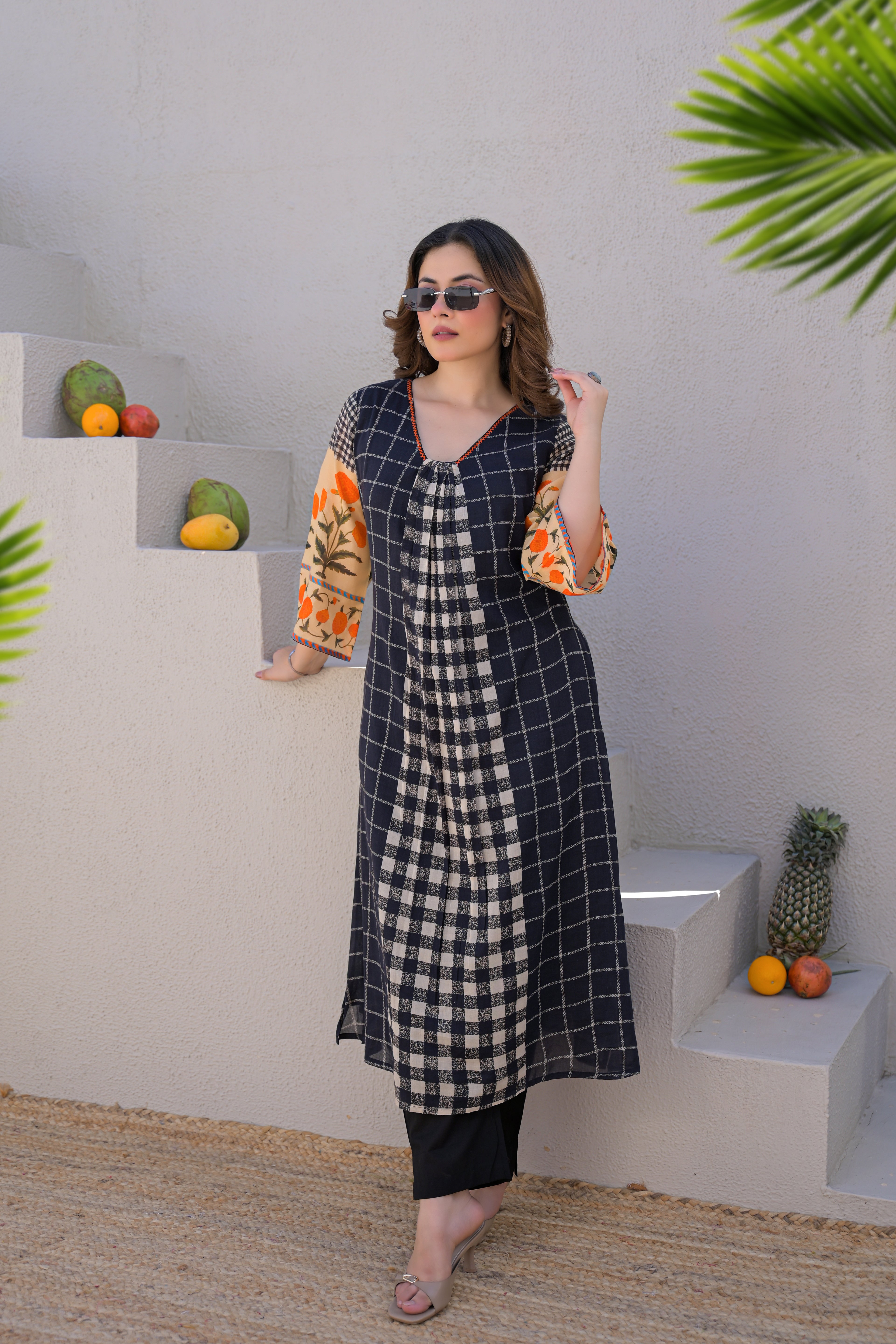 Midnight Noir Printed Cotton Kurta Set