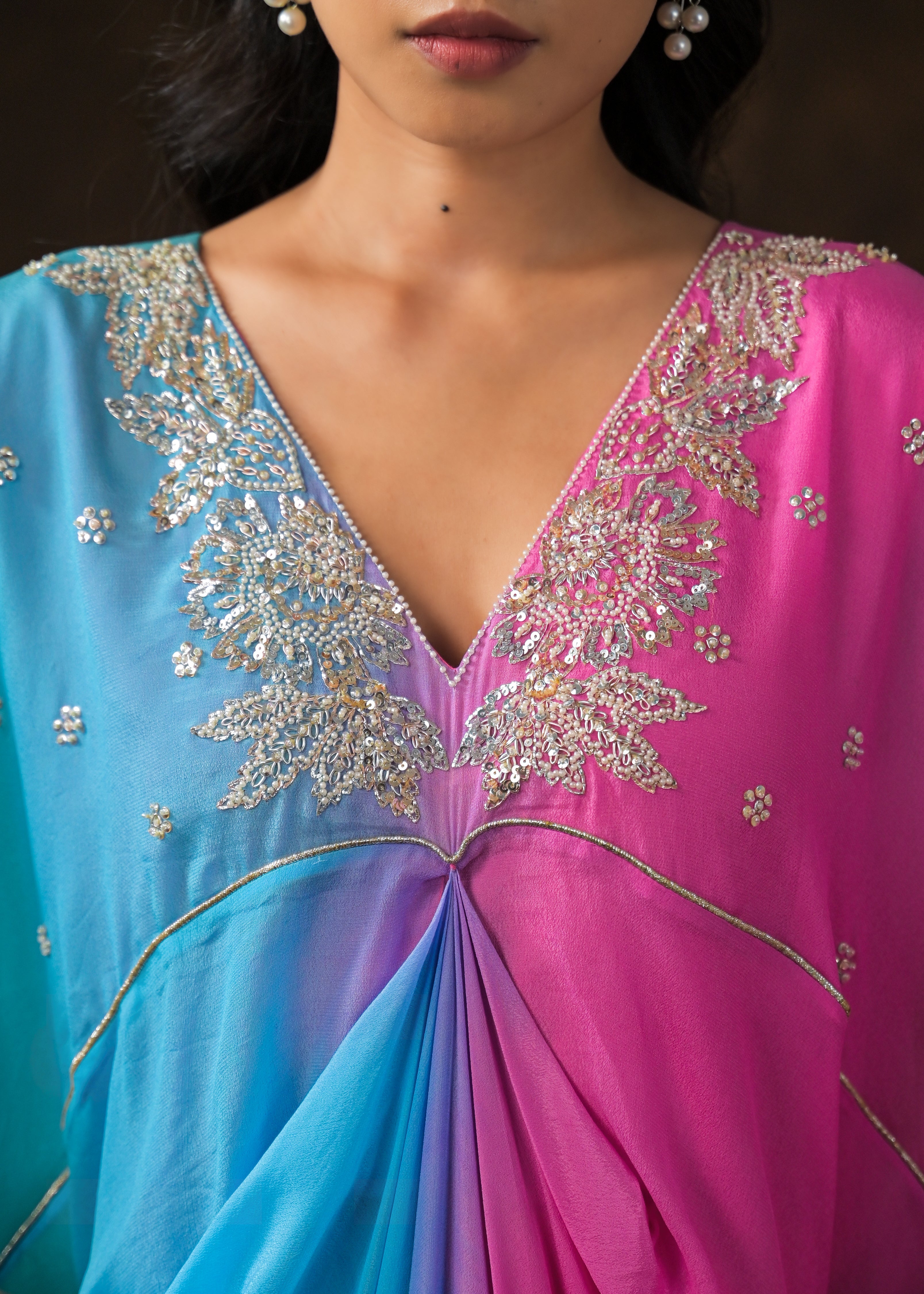 Rainbow Ombre Chinon Silk Full Kaftan