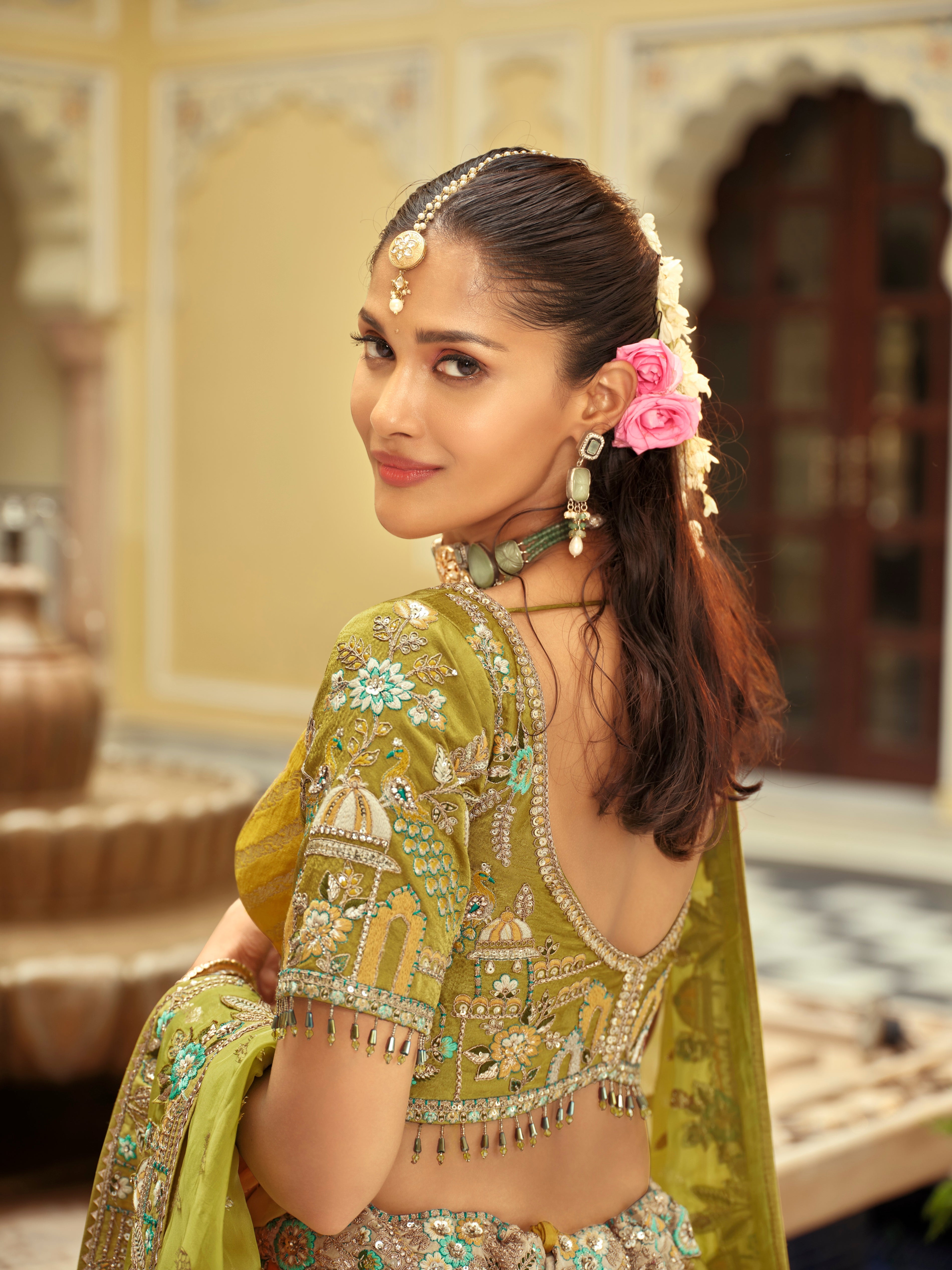 Multi-Toned Embellished Premium Silk Lehenga Set