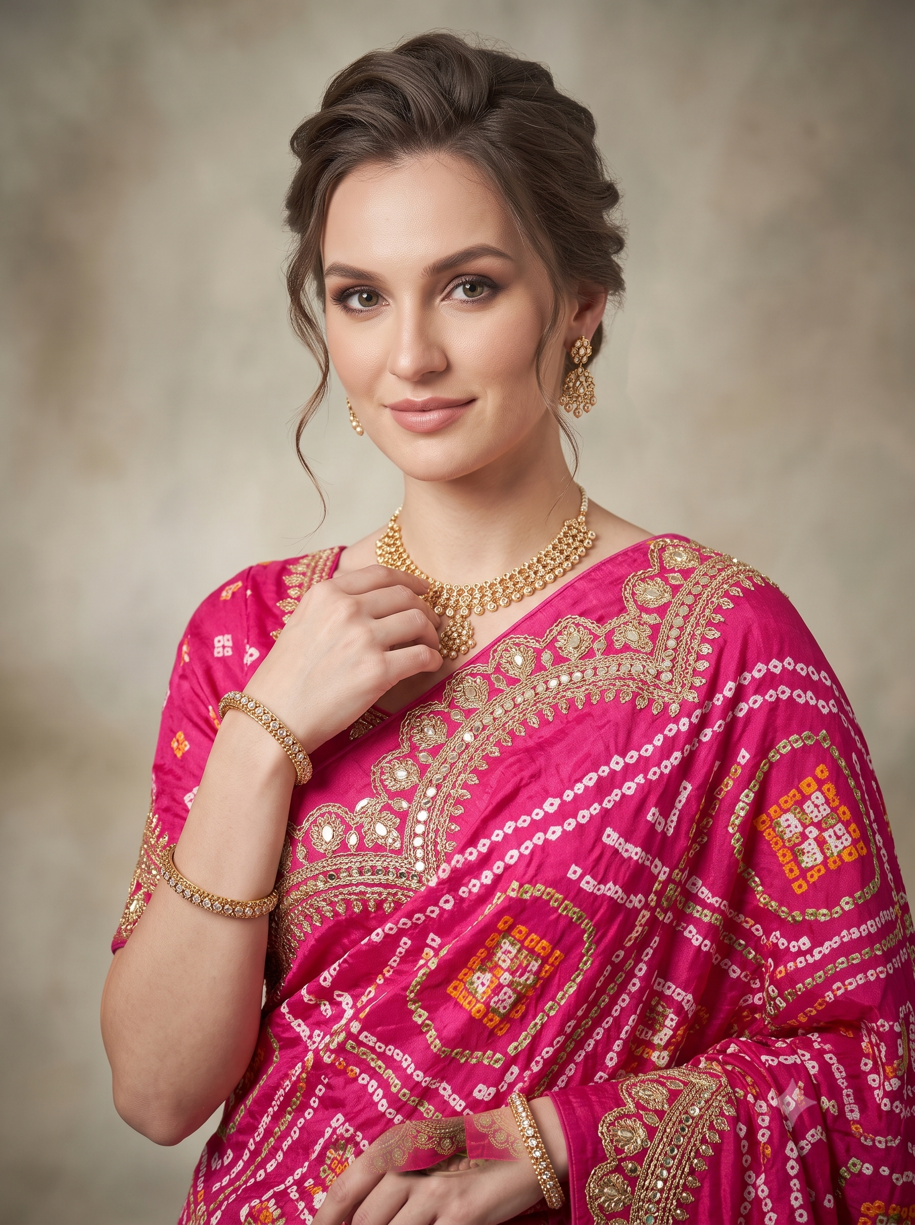 Maharani Pink Embellished Pure Gajji Silk Saree