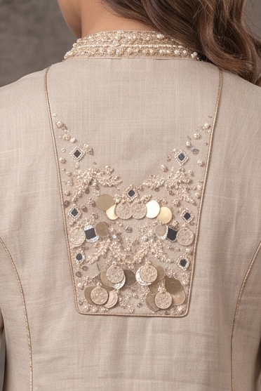 Desert Pearl Embellished Cotton Linen Pant Set