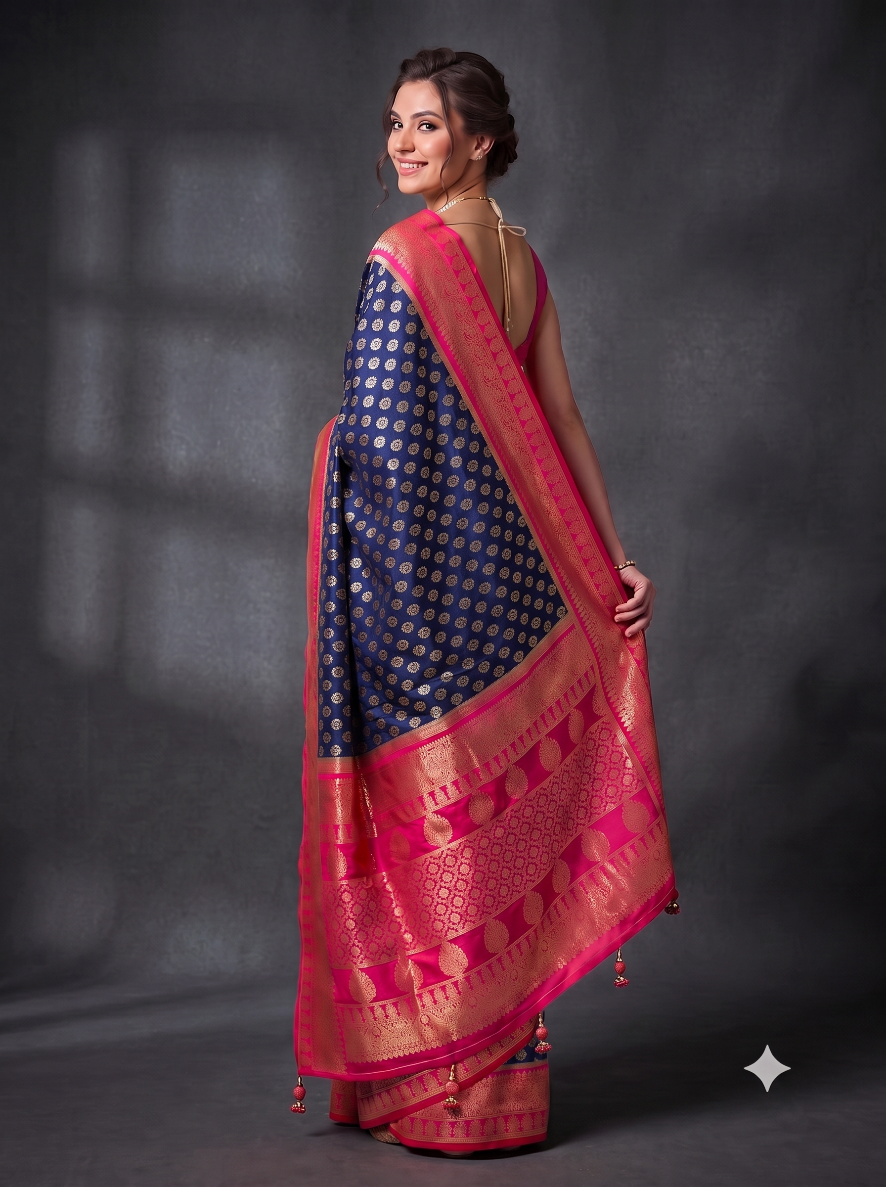 Ink Blue Banarasi Premium Silk Saree