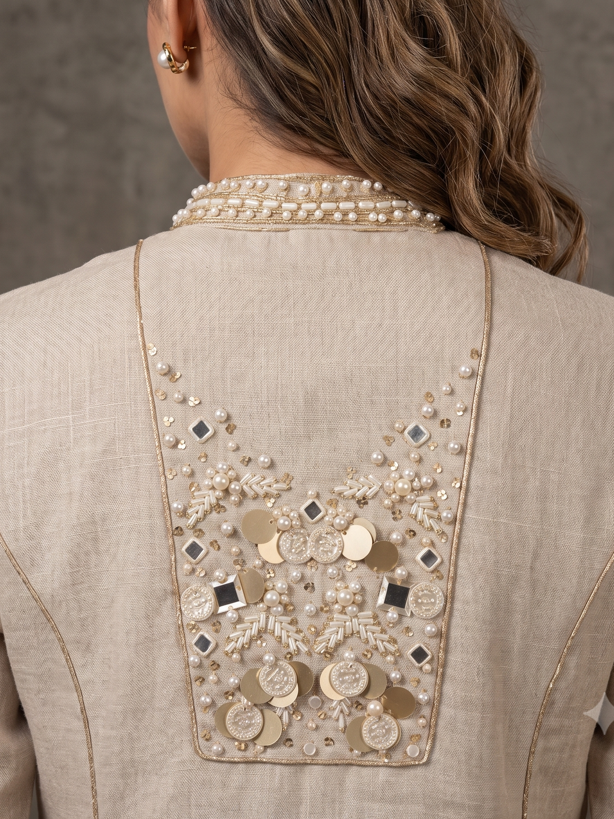 Desert Pearl Embellished Cotton Linen Pant Set